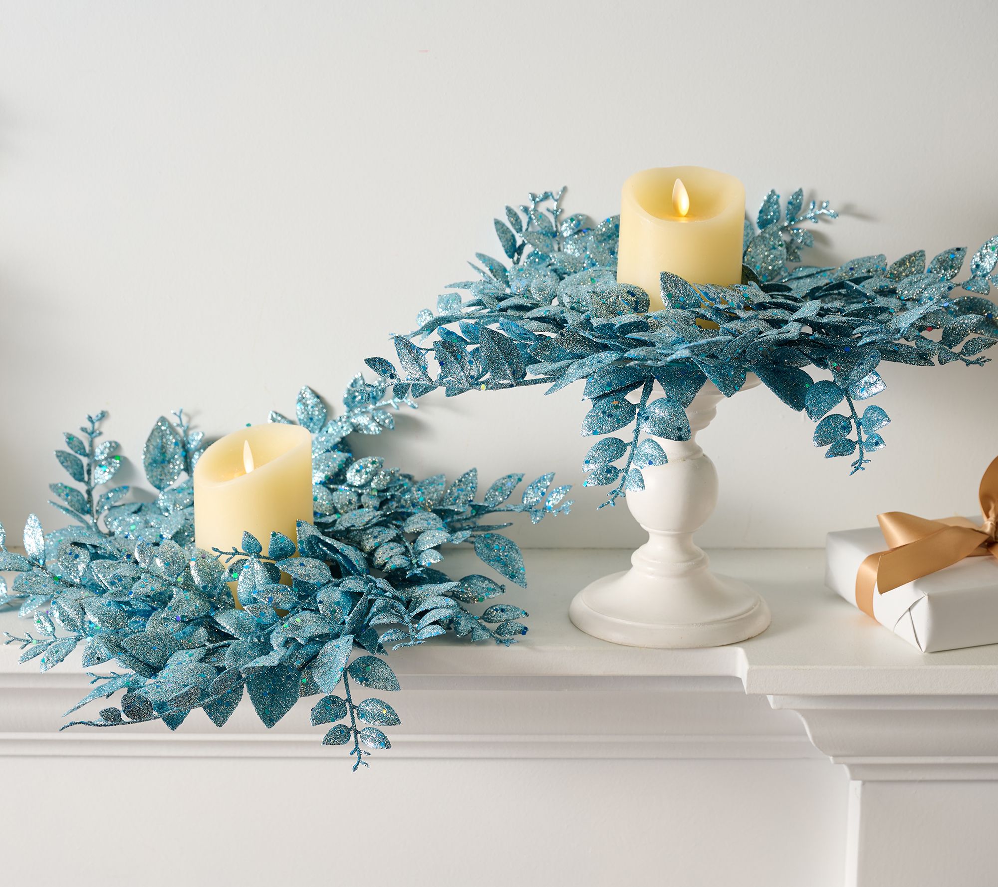 "As Is" Set of 2 Glittered Leaf Candle Rings