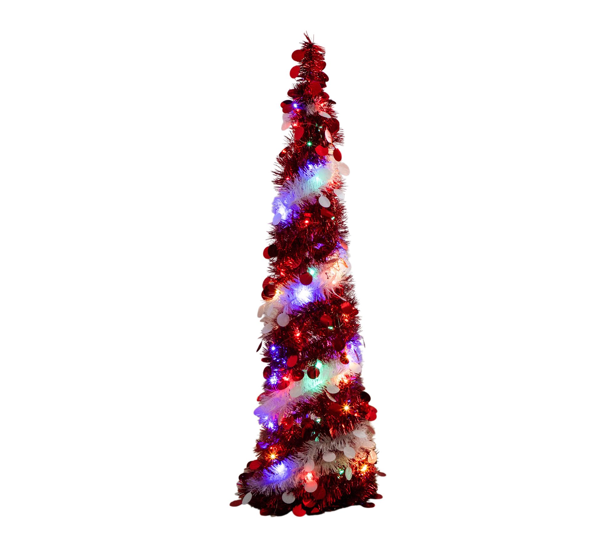 Nearly Natural 4' Artificial T insel Pop up Pr e-Lit Tree
