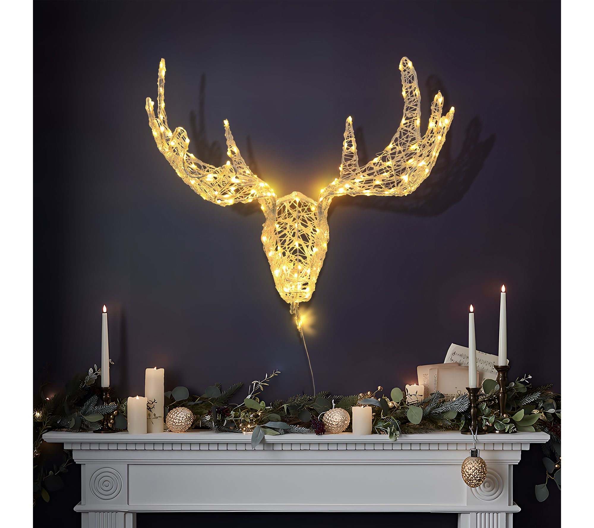 LuxenHome Light ed Moose Head X mas Decoration with Timer