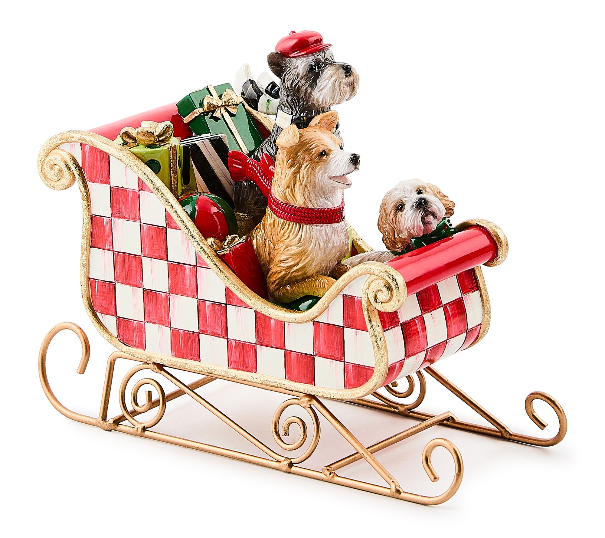 MacKenzie-Child s Check It Out Dog Sleigh Figurine