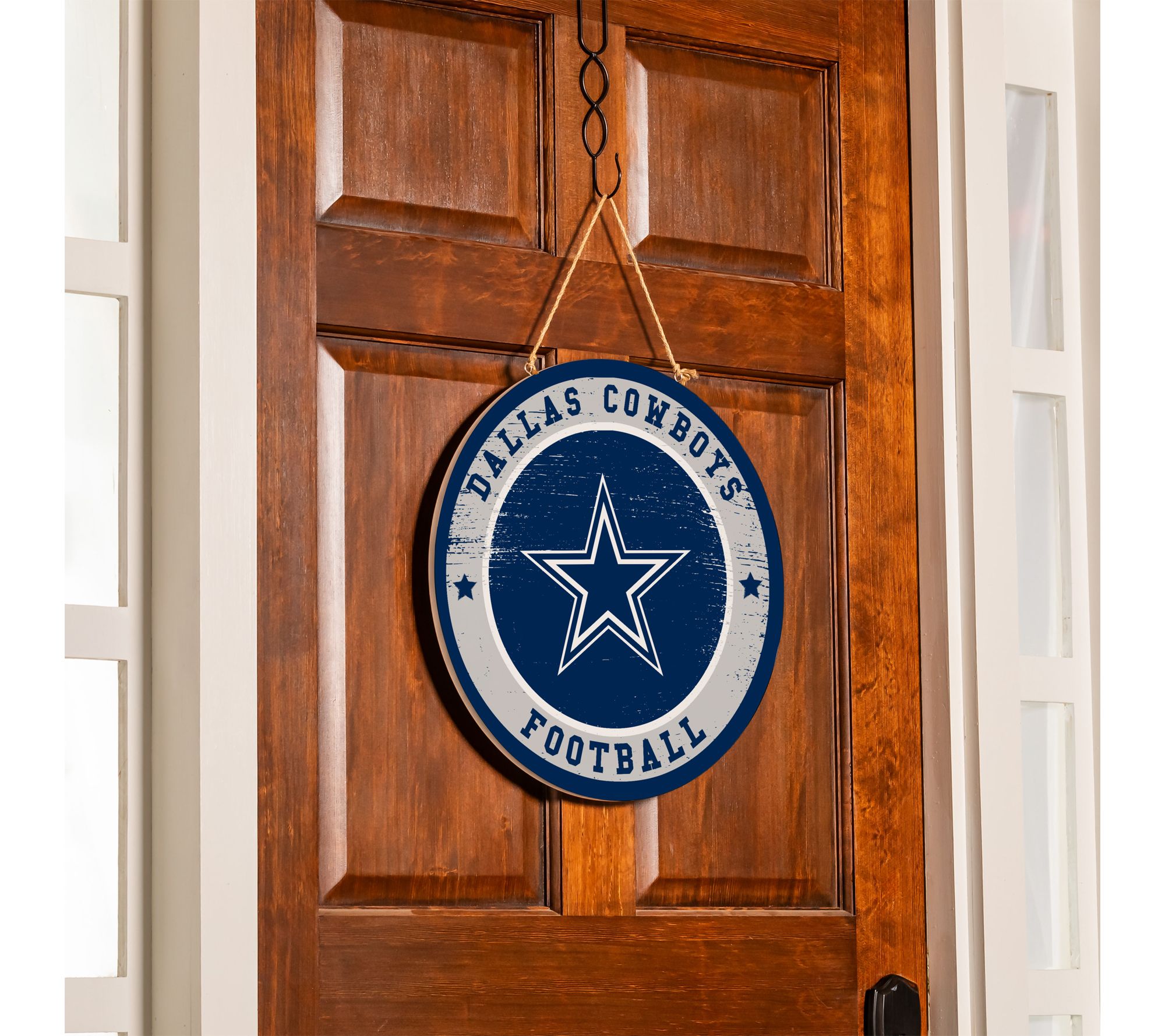 Evergreen NFL Team Wood Round Door Sign with Hanging Rope, 18"
