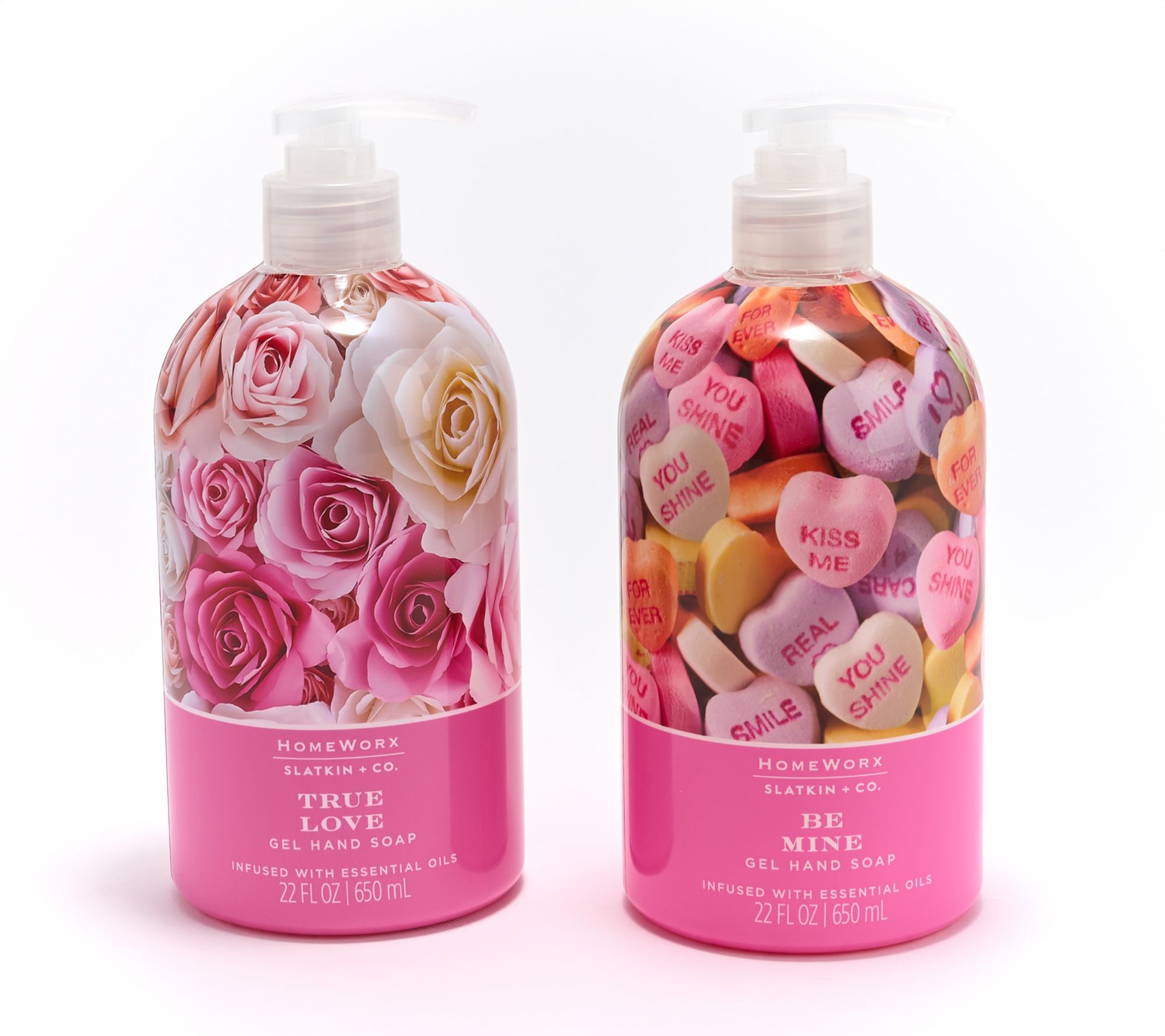 HomeWorx by Slatkin + Co. S/2 22oz Be My Love Gel Hand Soap