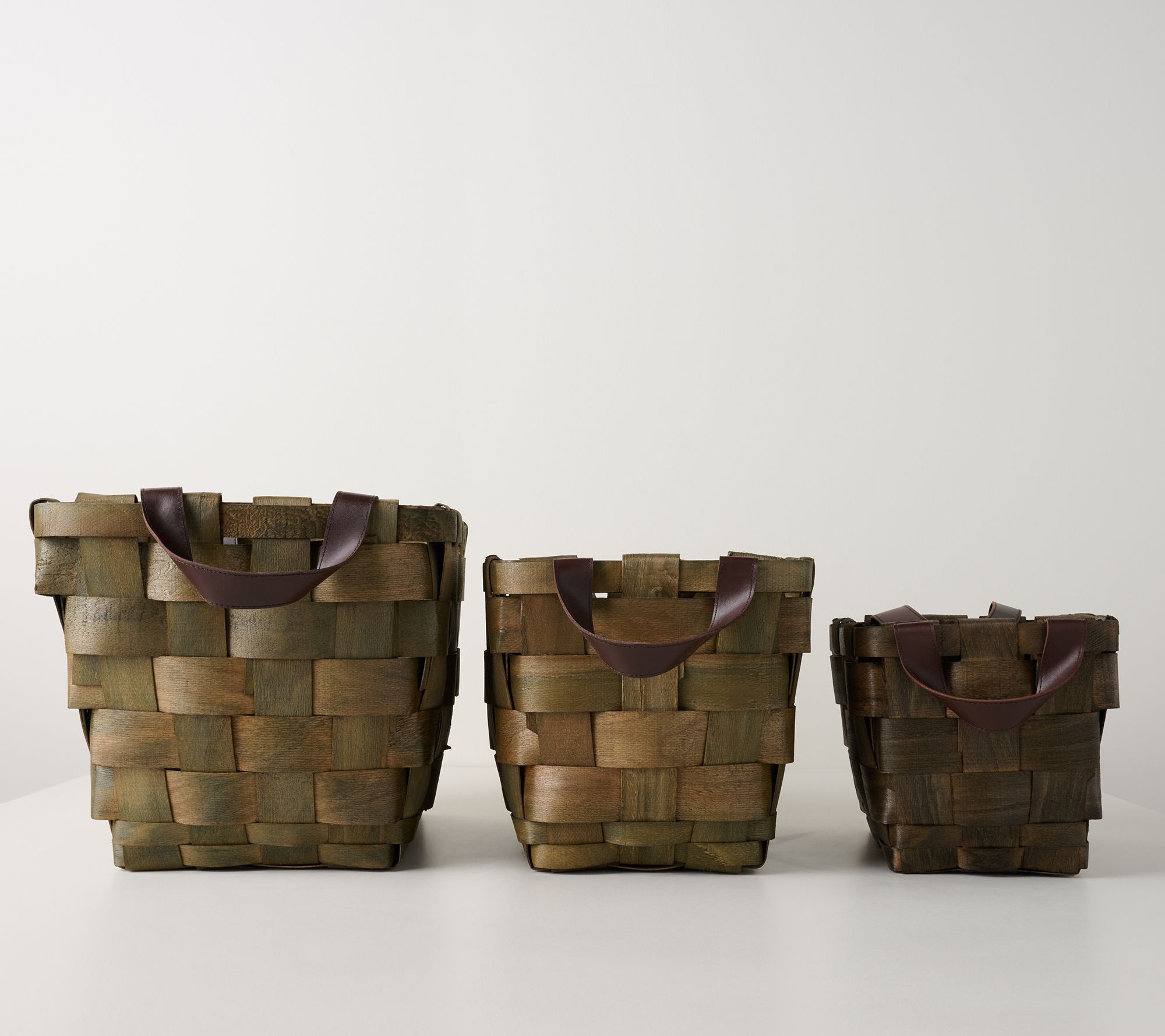 Home Reflections Set of 3 Wide Weave Baskets with Handles