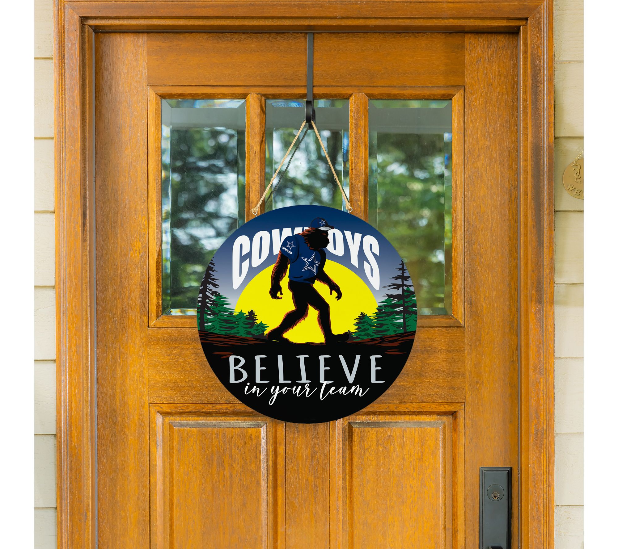 Evergreen Bigfoot Believe in Your NFL Team Hanging Sign