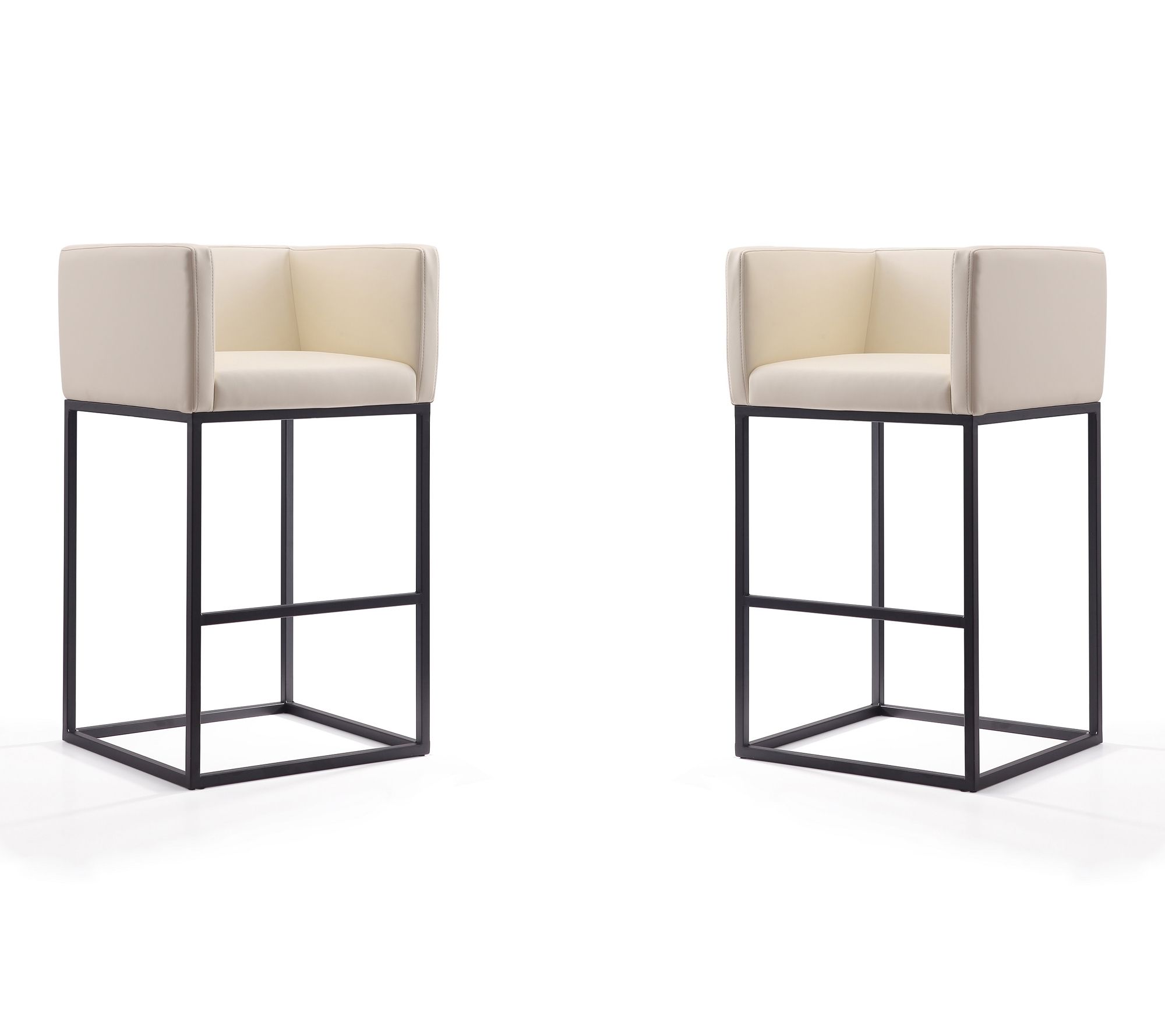 Manhattan Comfort Embassy Metal Upholstered Barstool- Set of 2