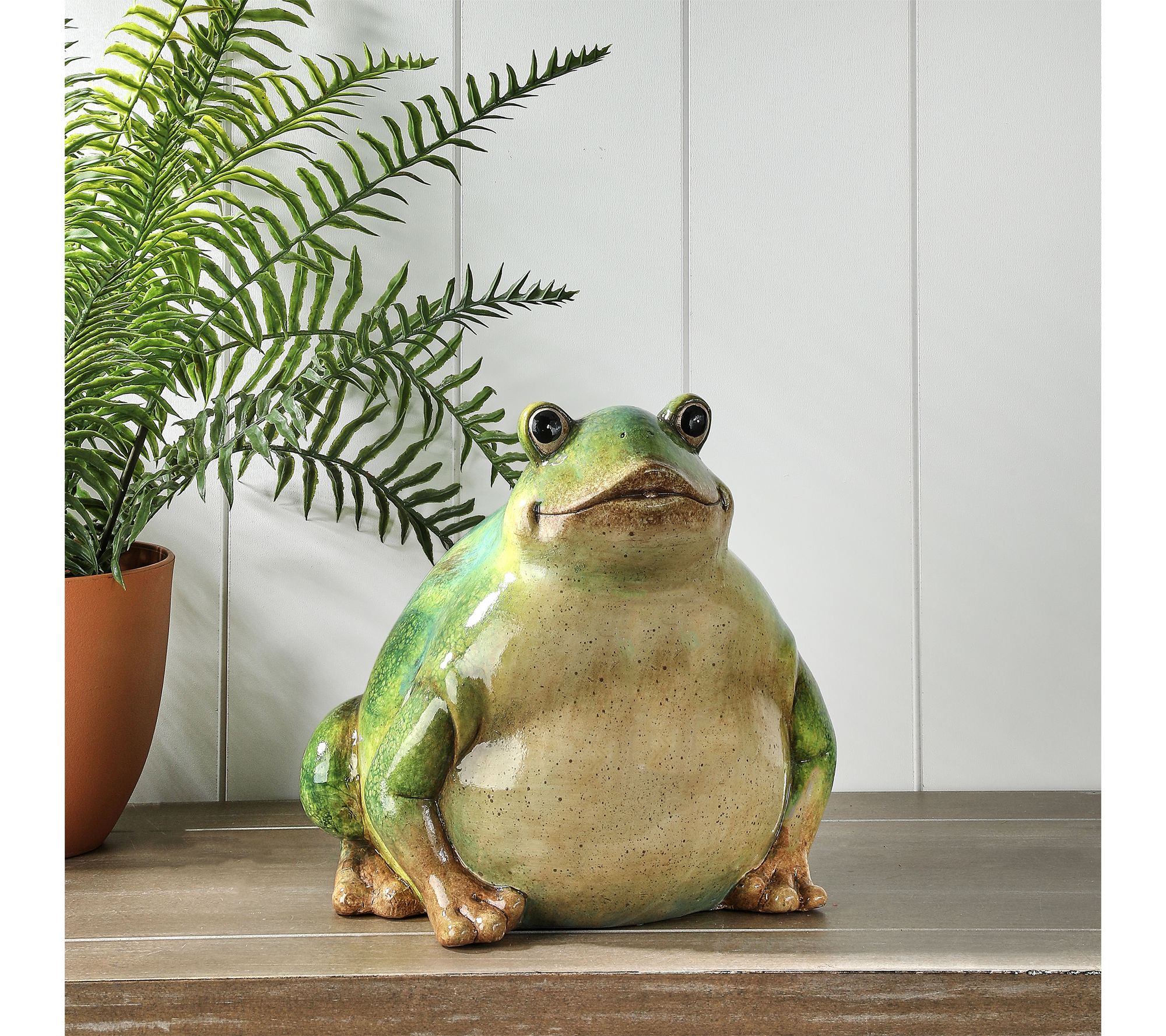 9" Terracotta Bull Frog By Valerie