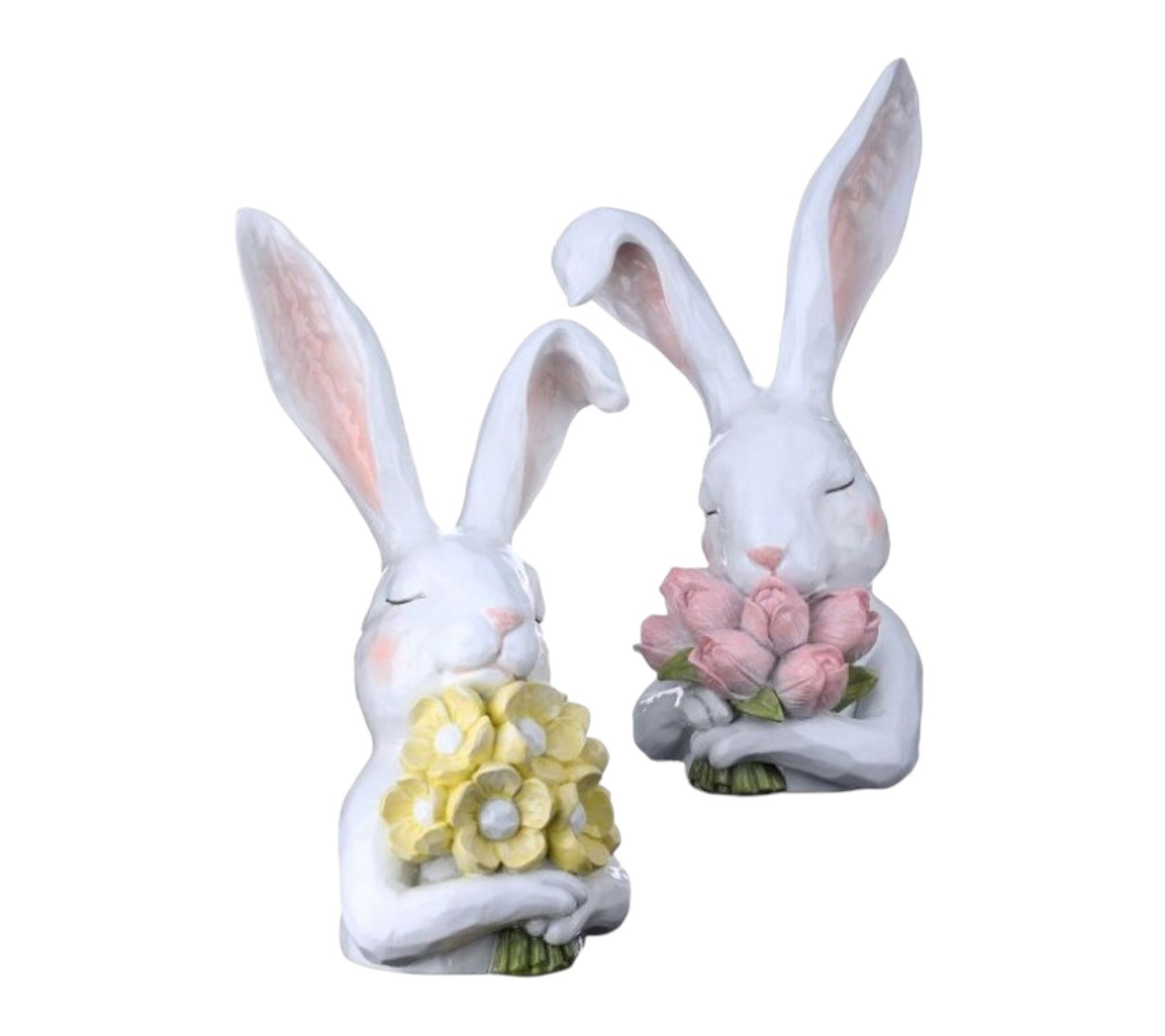RC Home Decor-12" Handcrafted White Bunny Figurine Set
