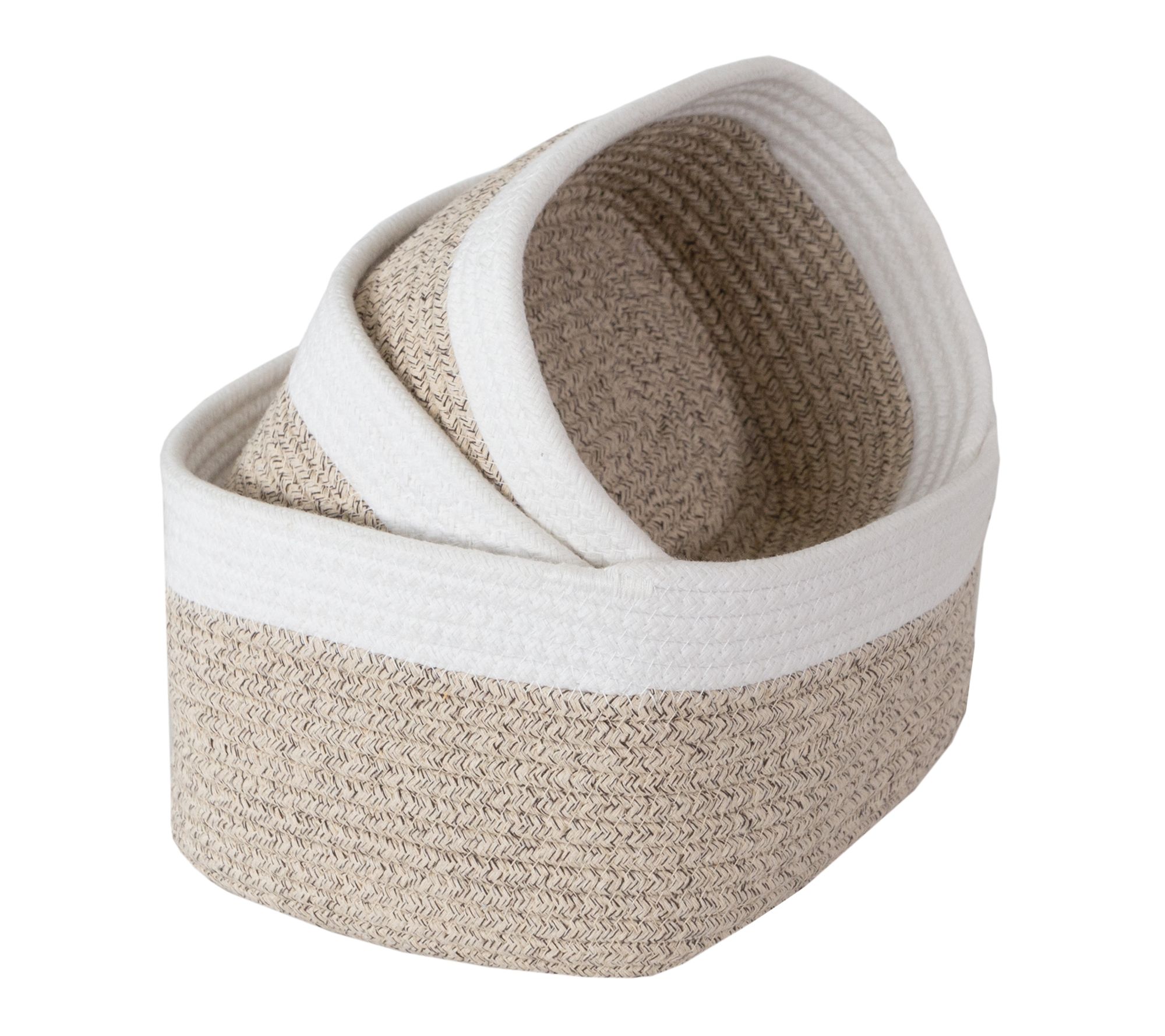 Home-Complete 3-Pack Cotton Rope Cube Shelf Storage Baskets