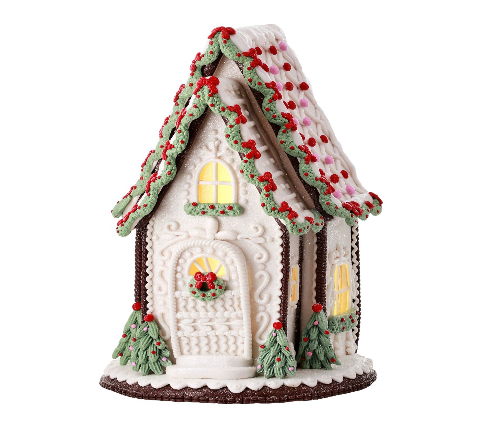 RC Home Decor-13" White Gingerbread House withLED Lights