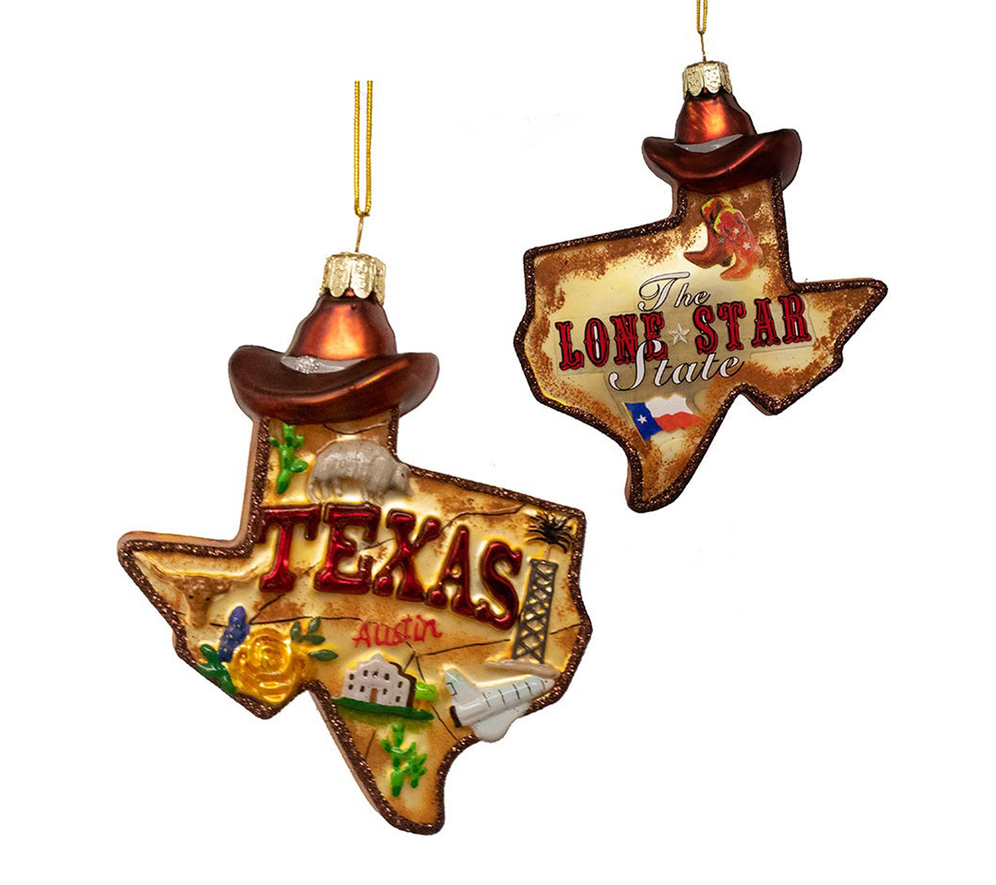 RC Home Decor- 5" Texas Lone Star State Glass Ornament