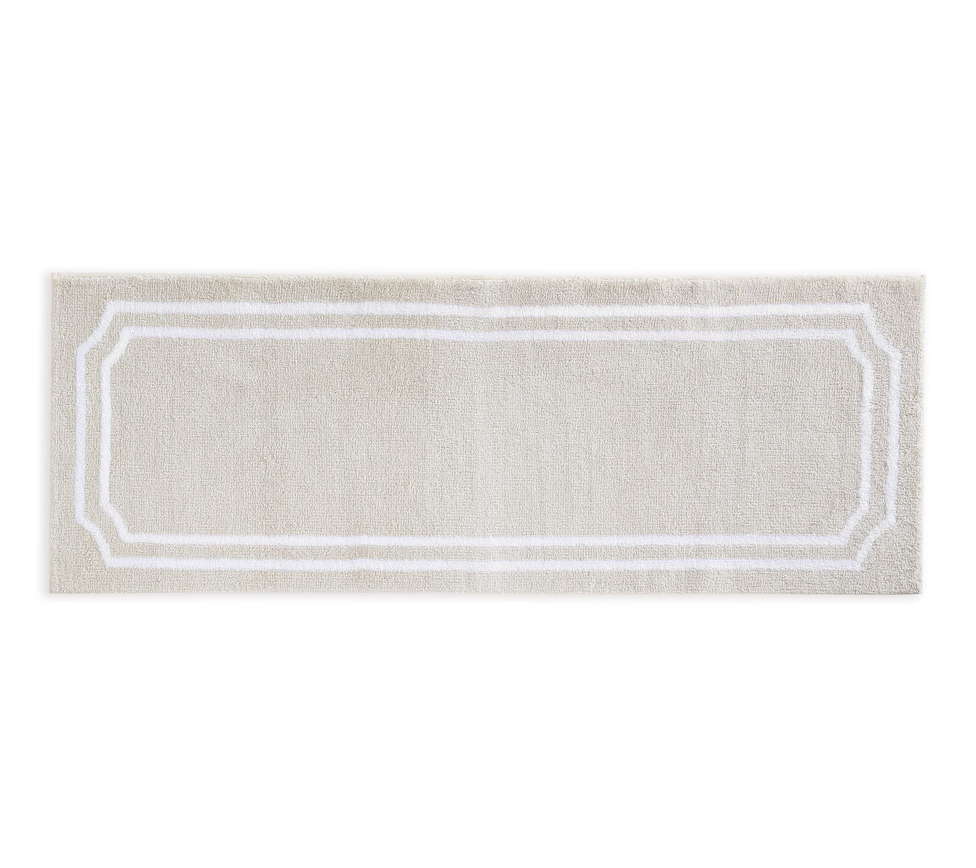 Martha Steweart Skylands Border Linen/White 60X22 Bath Rug