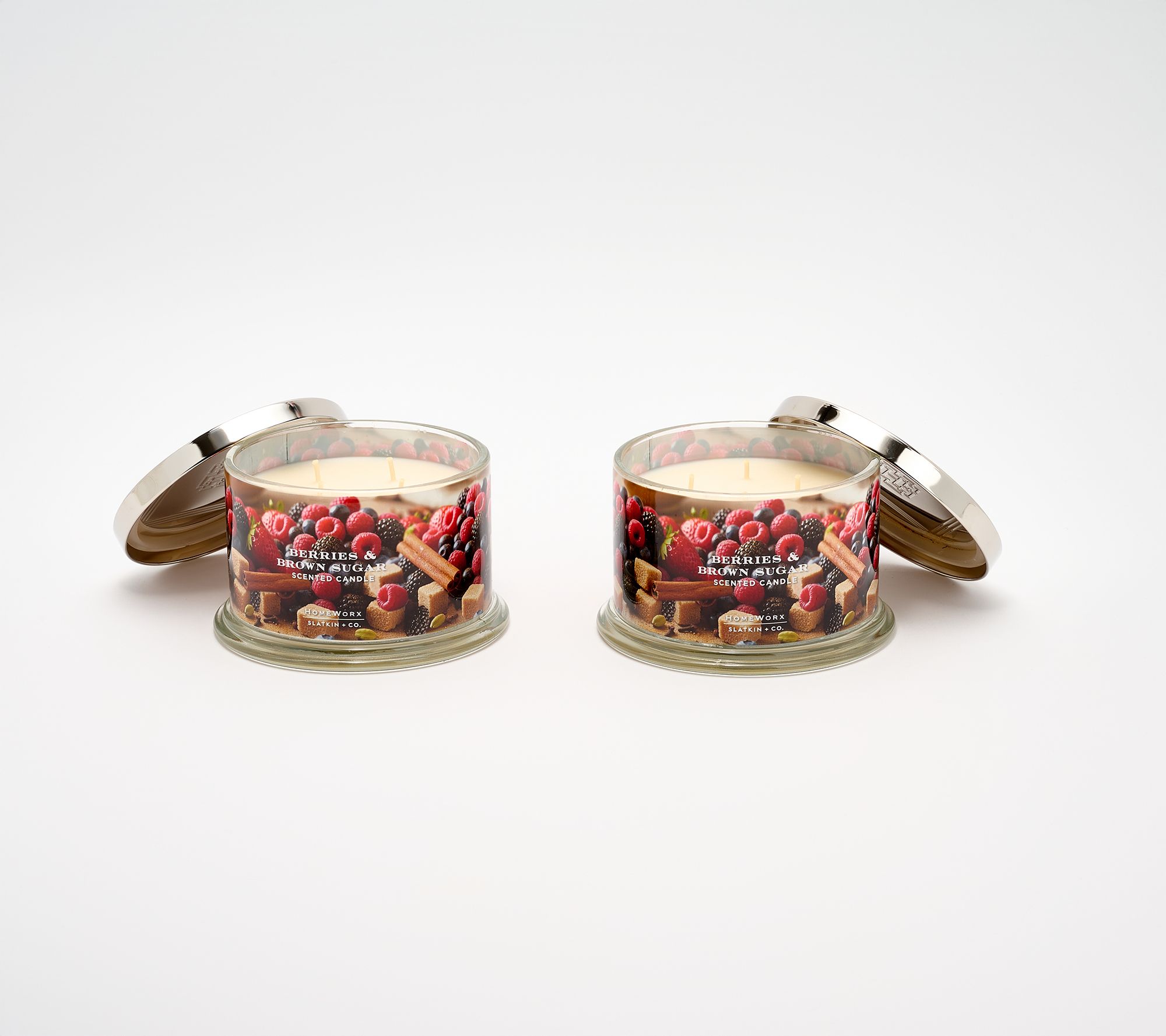 HomeWorx by Slatkin + Co. S/2 18oz Berries & Brown Sugar Candles