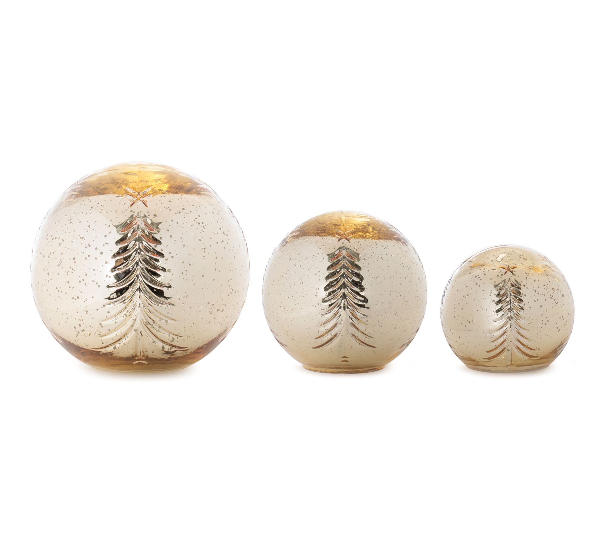 Melrose LED Snowy Etched Pine Tree Print Globe (Set of 3)
