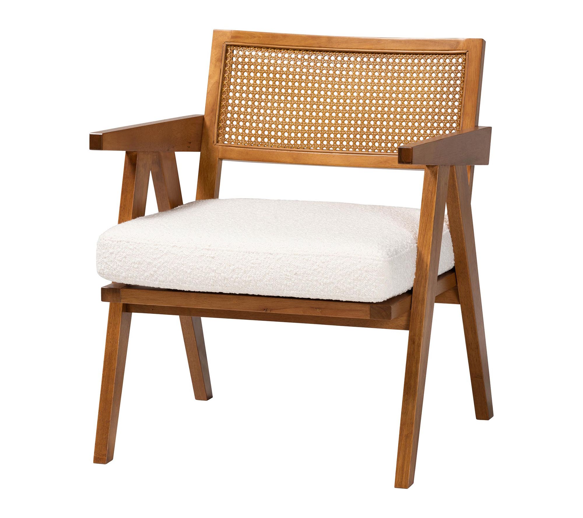 Baxton Studio Jetsam Boucle Fabric and Wood Arm Chair