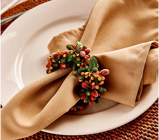 Set of 6 Autumnal Beaded Berry Napkin Rings by Valerie