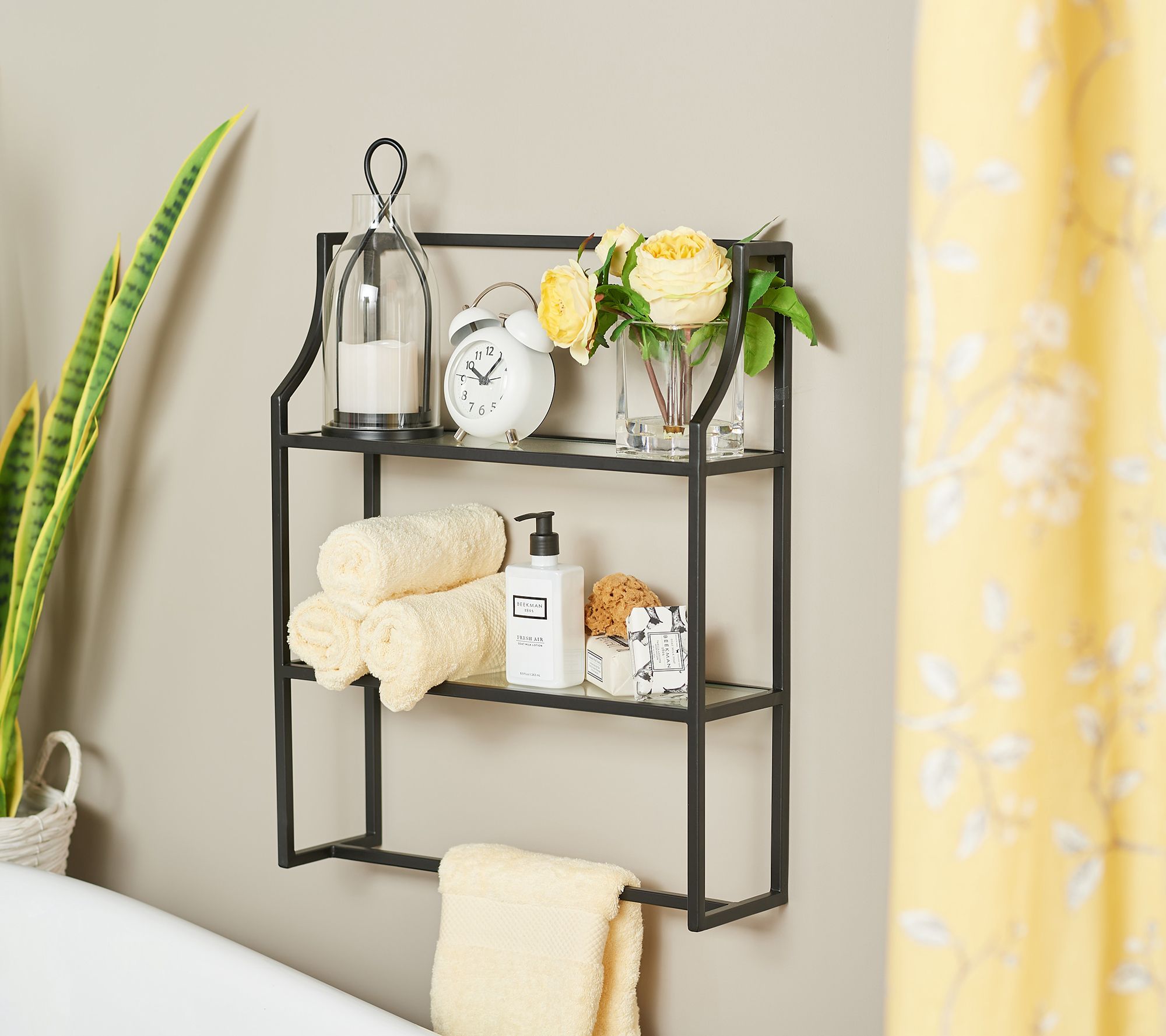 Bronze bathroom wall best sale shelf