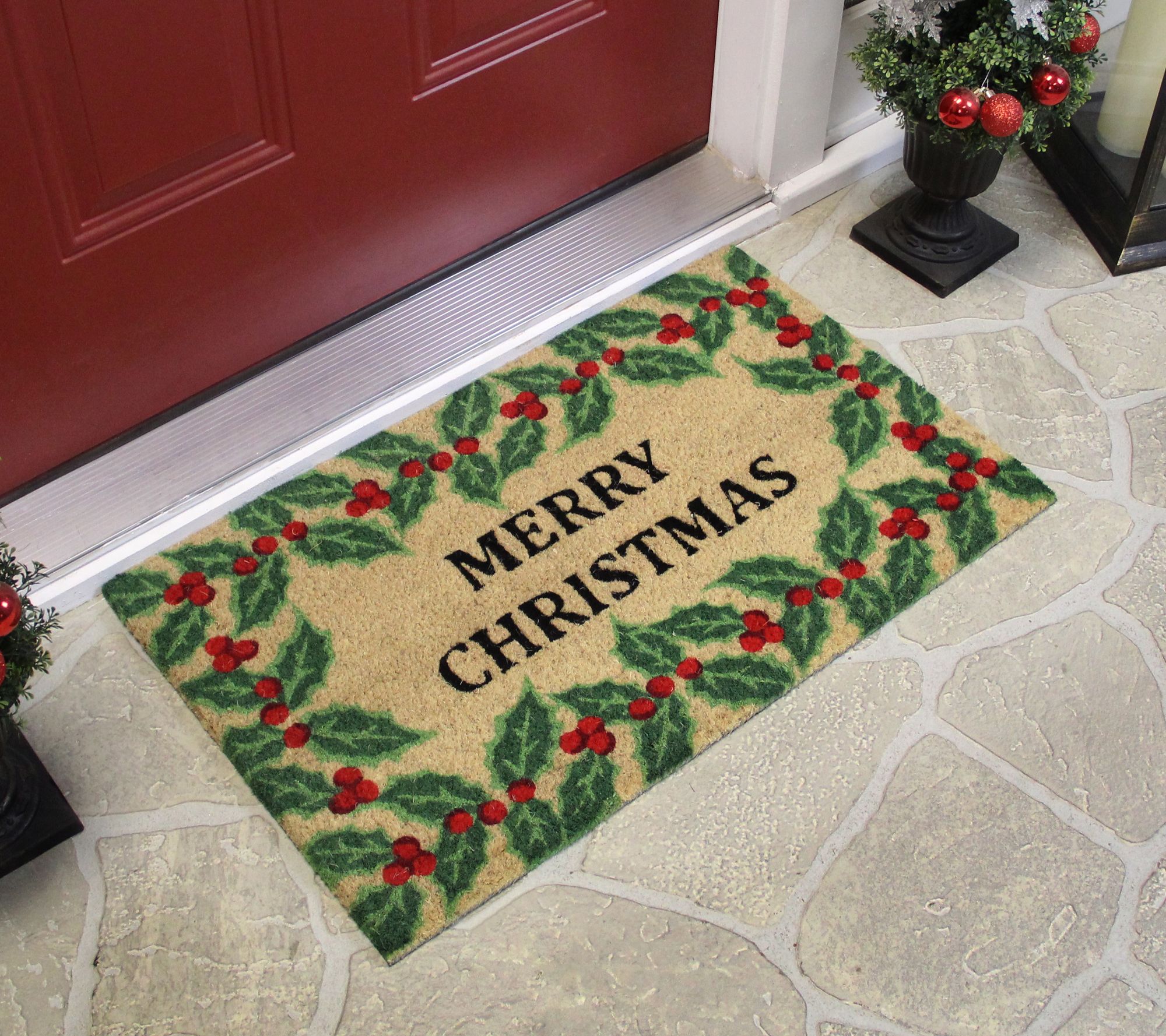 Northlight Natural Coir Joy Wreath Christmas Doormat 18 x 30