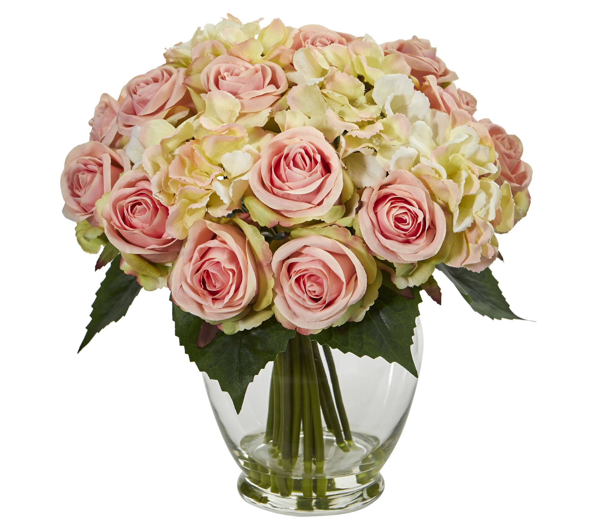 Nearly Natural Rose & Hydrangea Bouquet Arrange ment