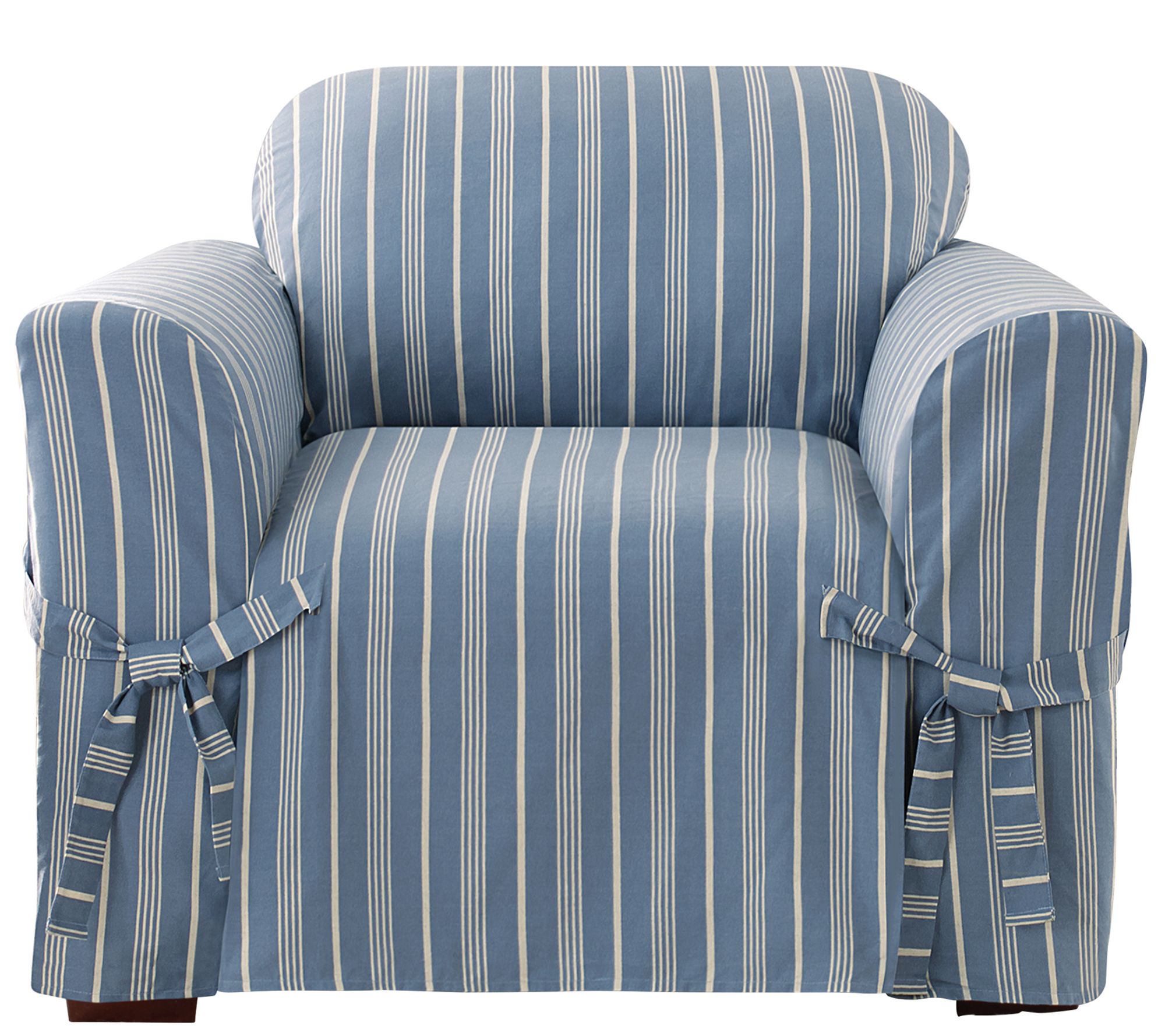 Sure Fit Grain Sack Stripe Chair Slipcover Qvc Com