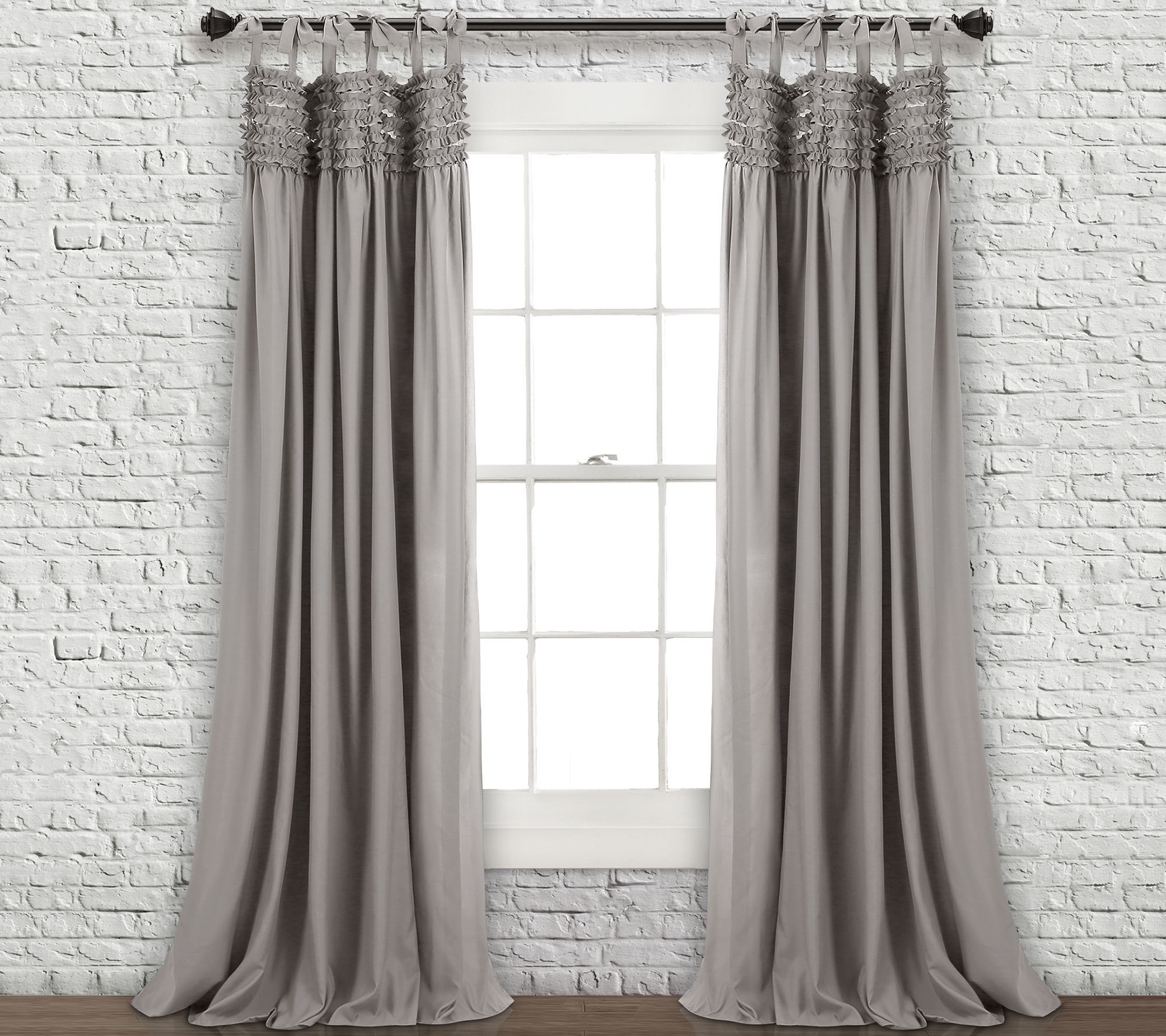 Lydia Ruffle Set Of 2 Window Curtains By Lush Decor Qvc Com
