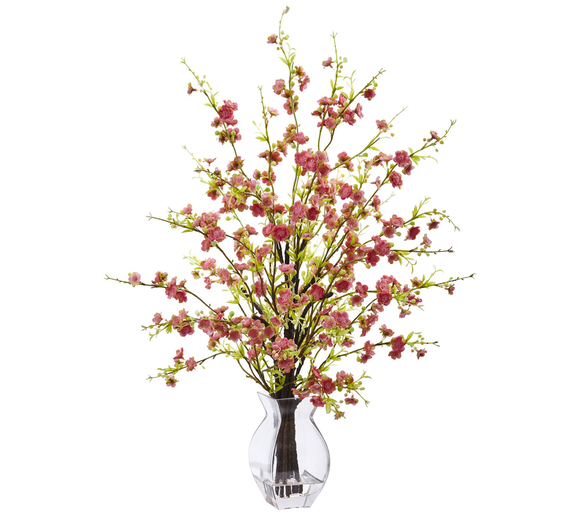Cherry Blossom in Glass Vase by Nearly Natural
