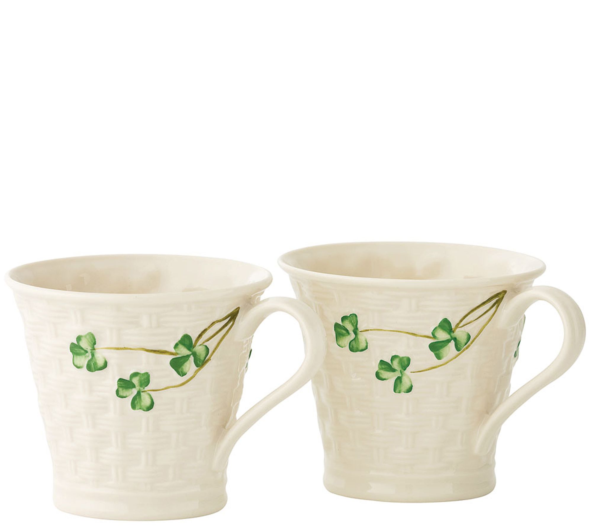 SET OF 2 BELLEEK CLADDAGH MUGS