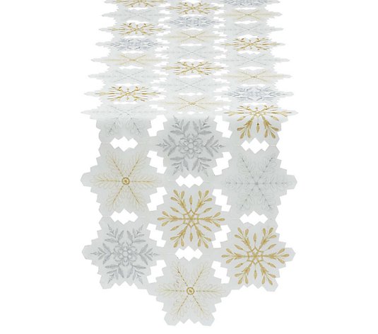 Design Imports Snowflake Embroidered Table Runner 14" x 54"