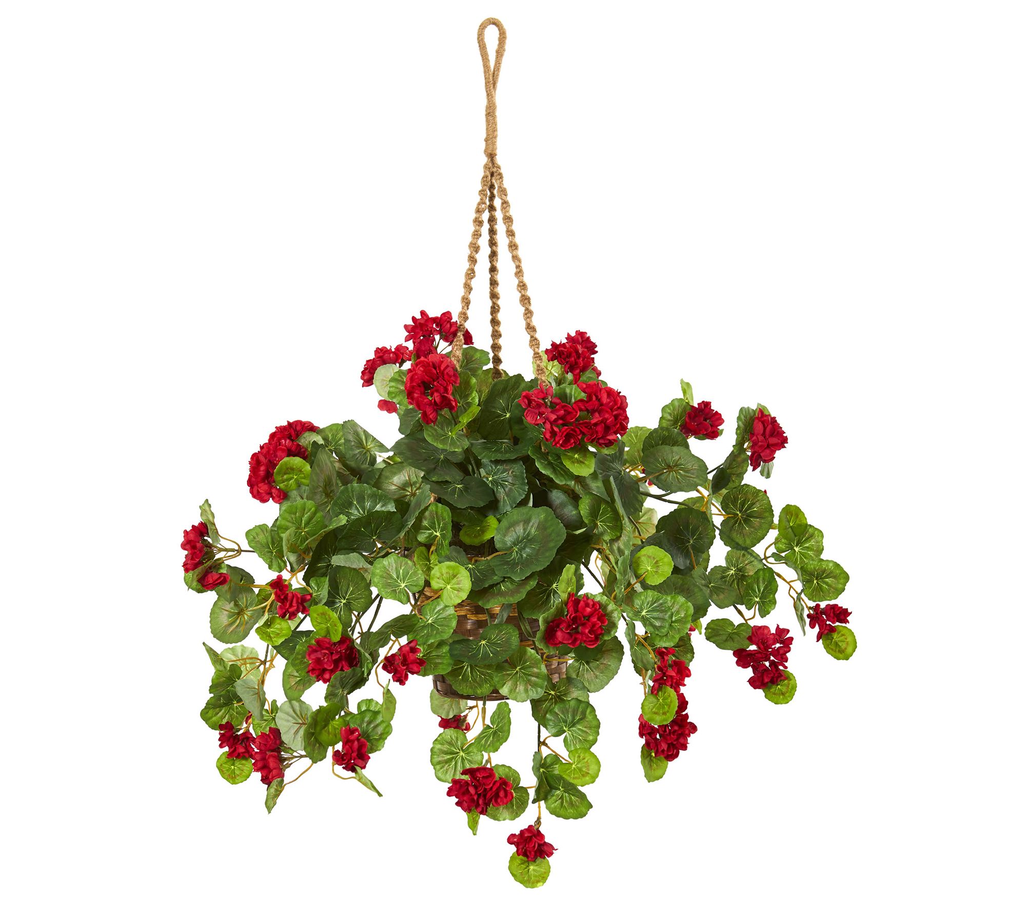 27" Geranium Plant in Hanging Basket by NearlyNatural