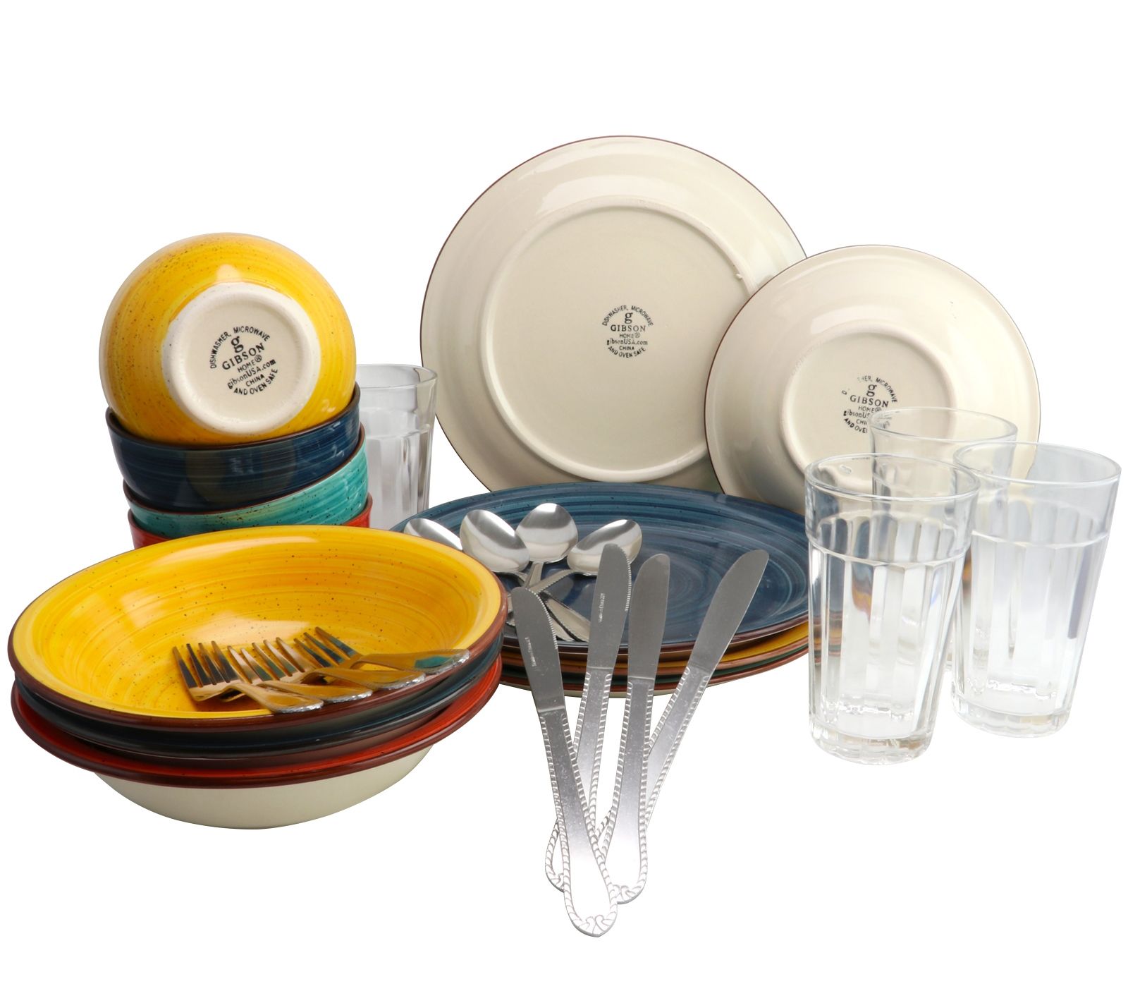 Gibson Color Speckle 28 Piece Dinnerware ComboSet