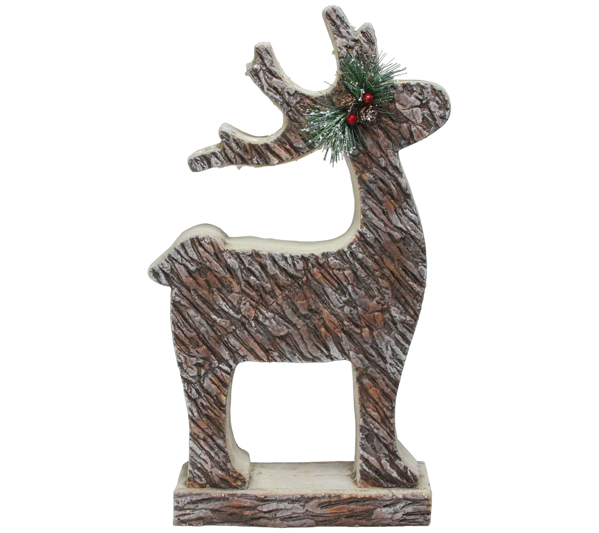 Northlight 19" Brwn/Silvr Wood Look Deer StatueDecor