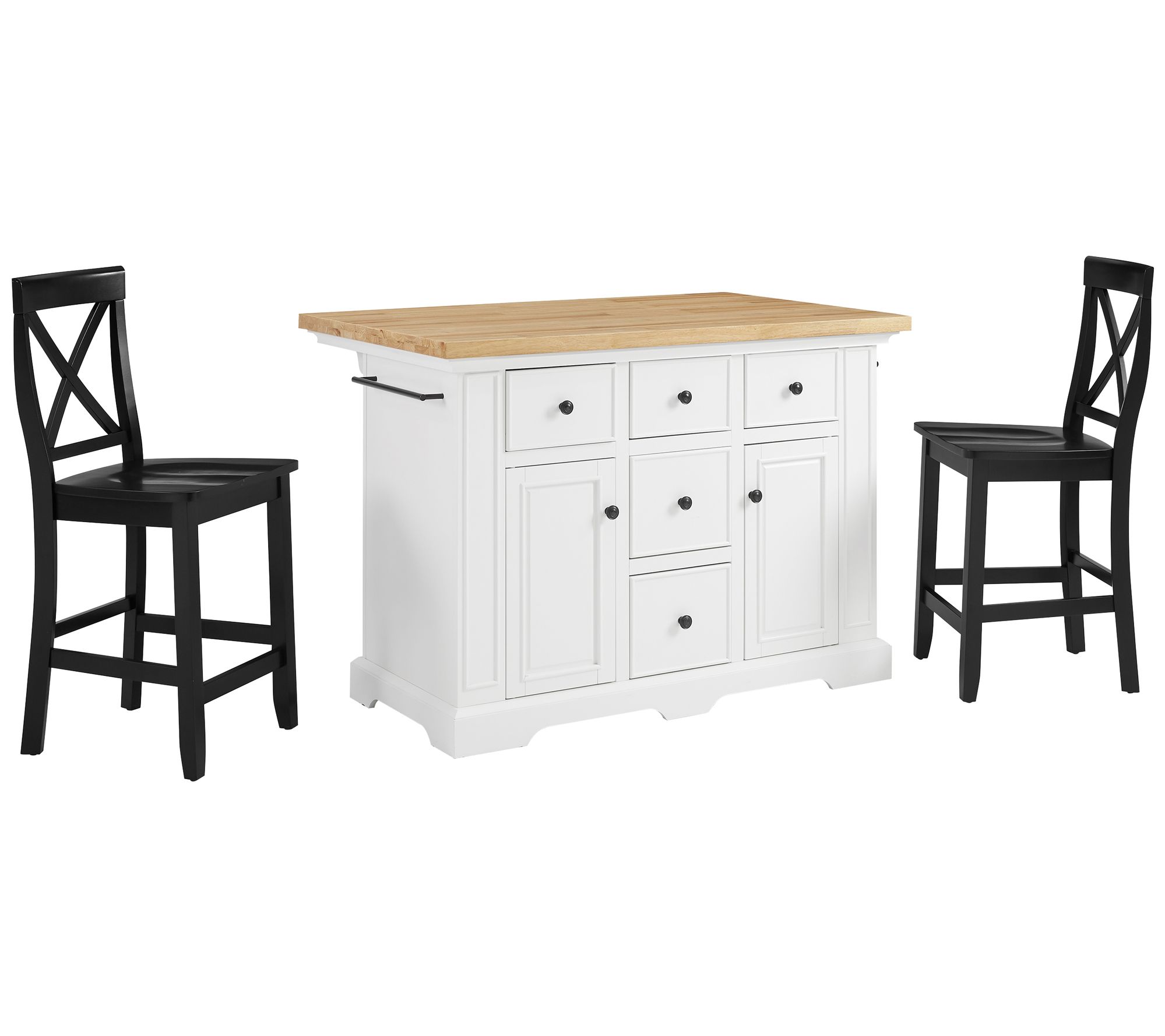 Crosley Julia Wood Top Island with X Back Stools QVC