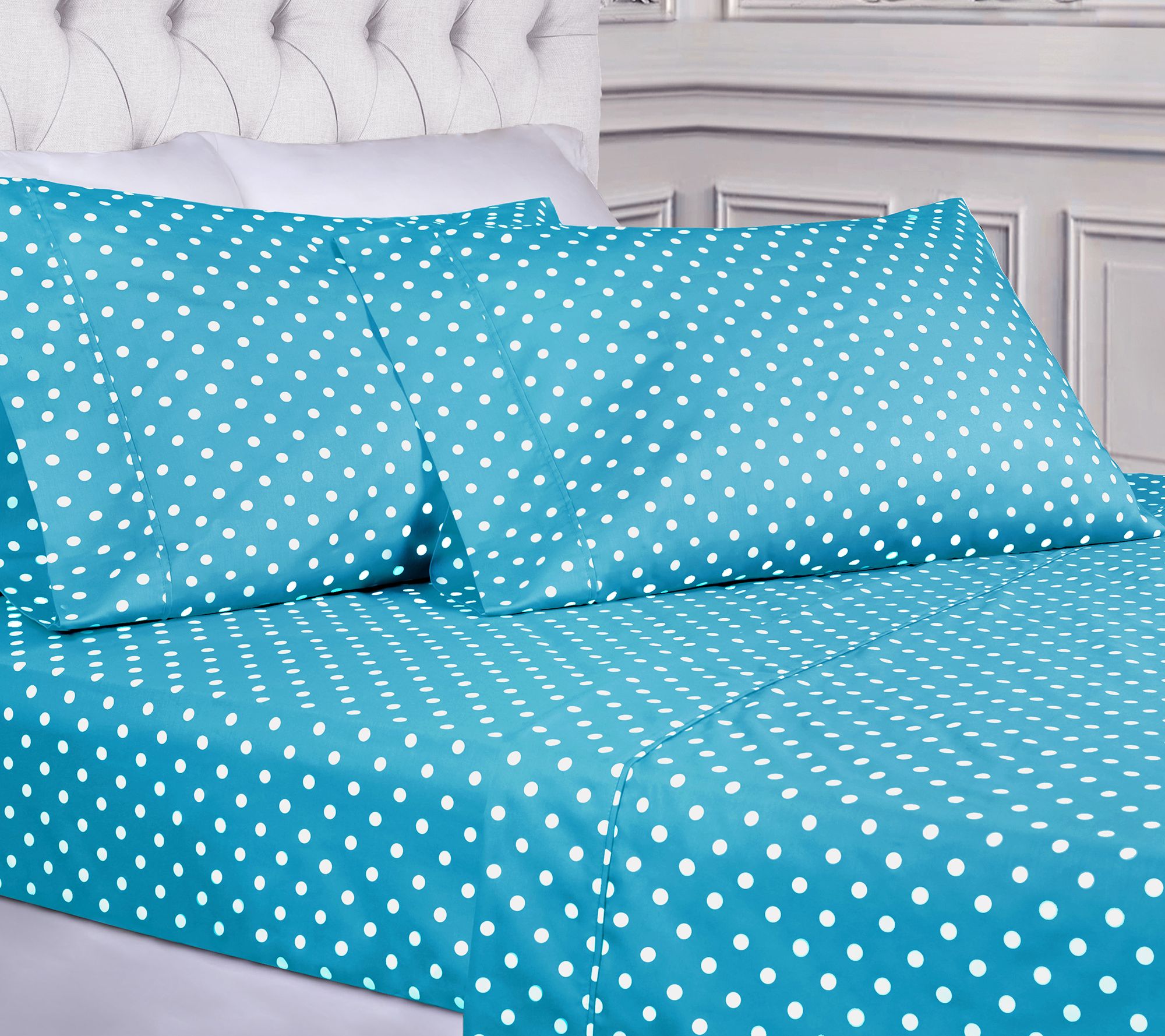 Superior Polka Dot 600-Thread Count Cotton Blend Sheet, King