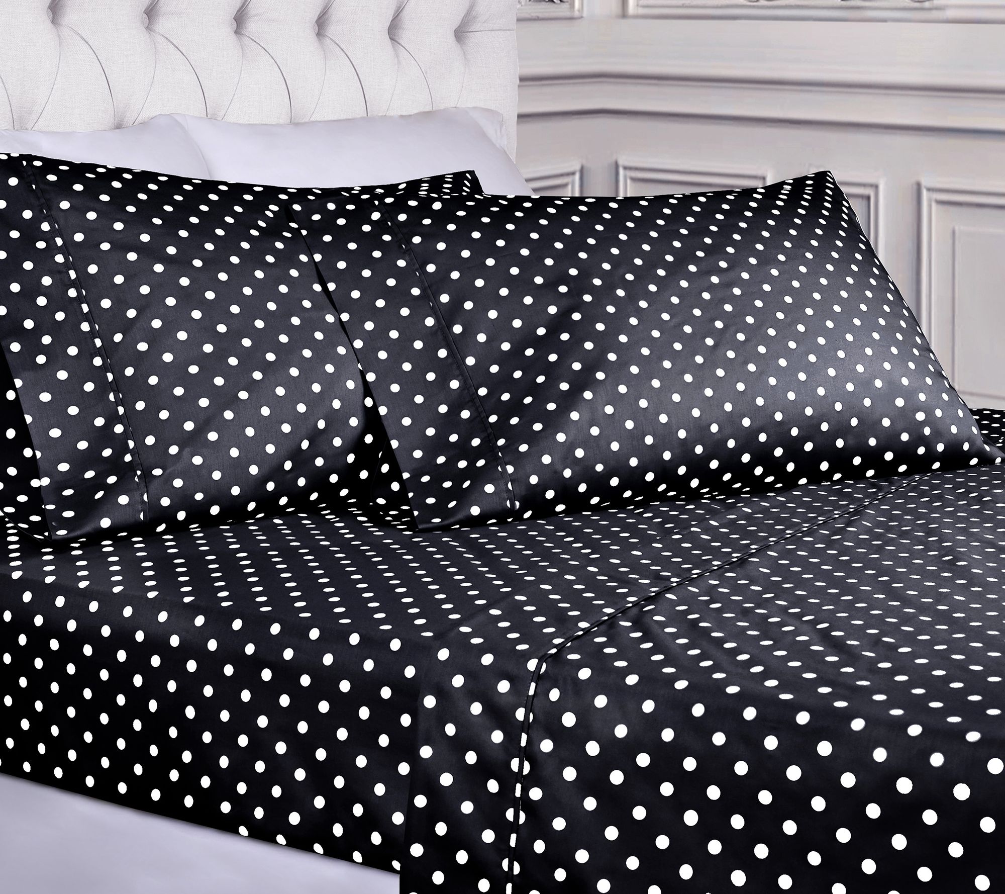 Superior Polka Dot 600-Thread Count Cotton Blend Sheet, King