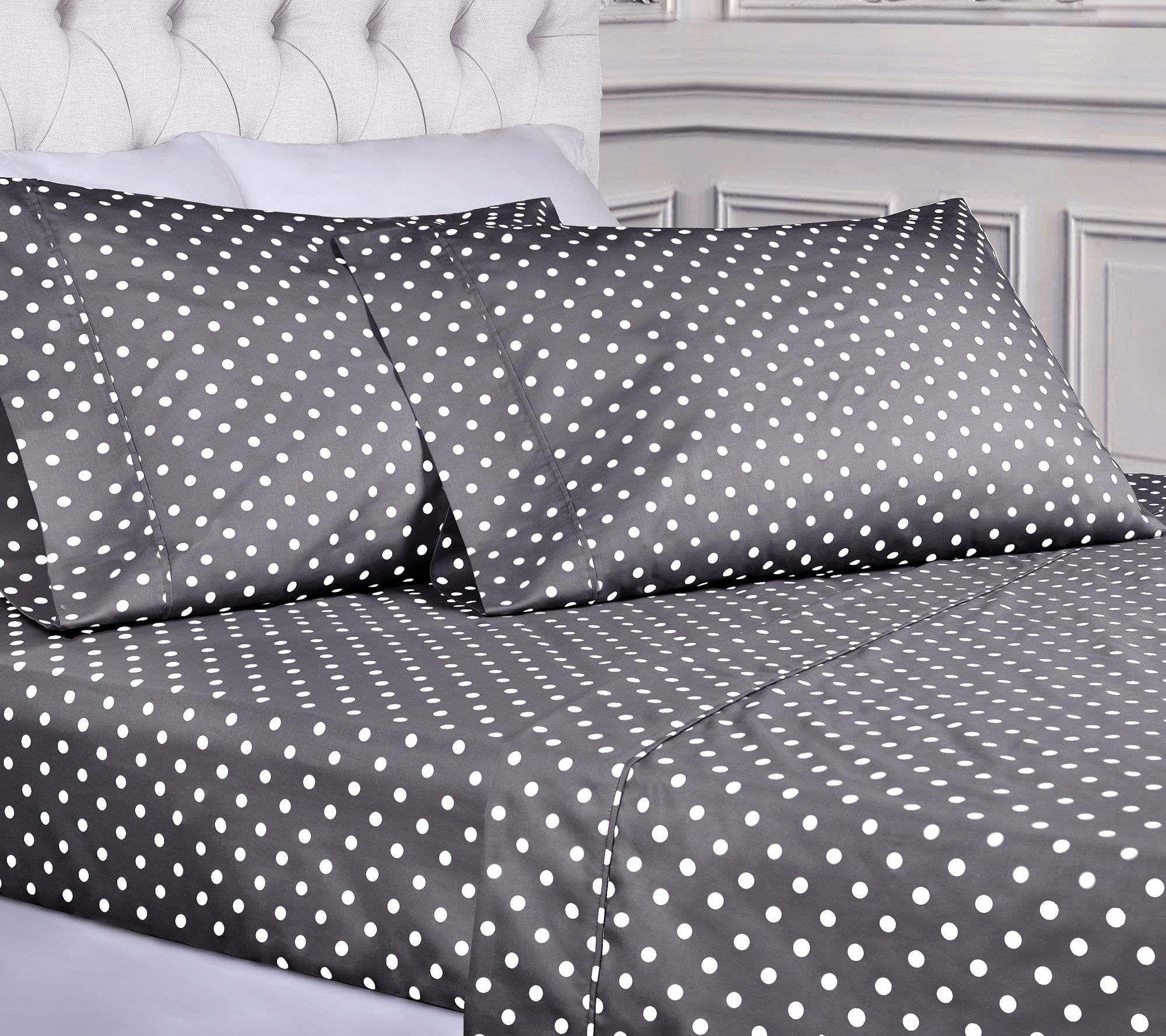 Superior Polka Dot 600-Thread Count Cotton Blend Sheet, King