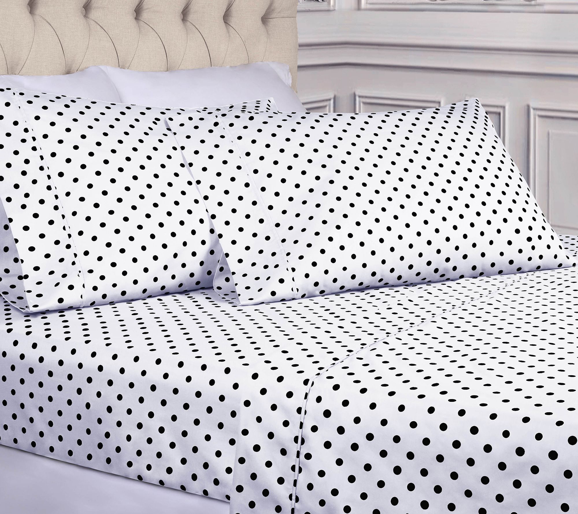 Superior Polka Dot 600-Thread Count Cotton Blend Sheet, King