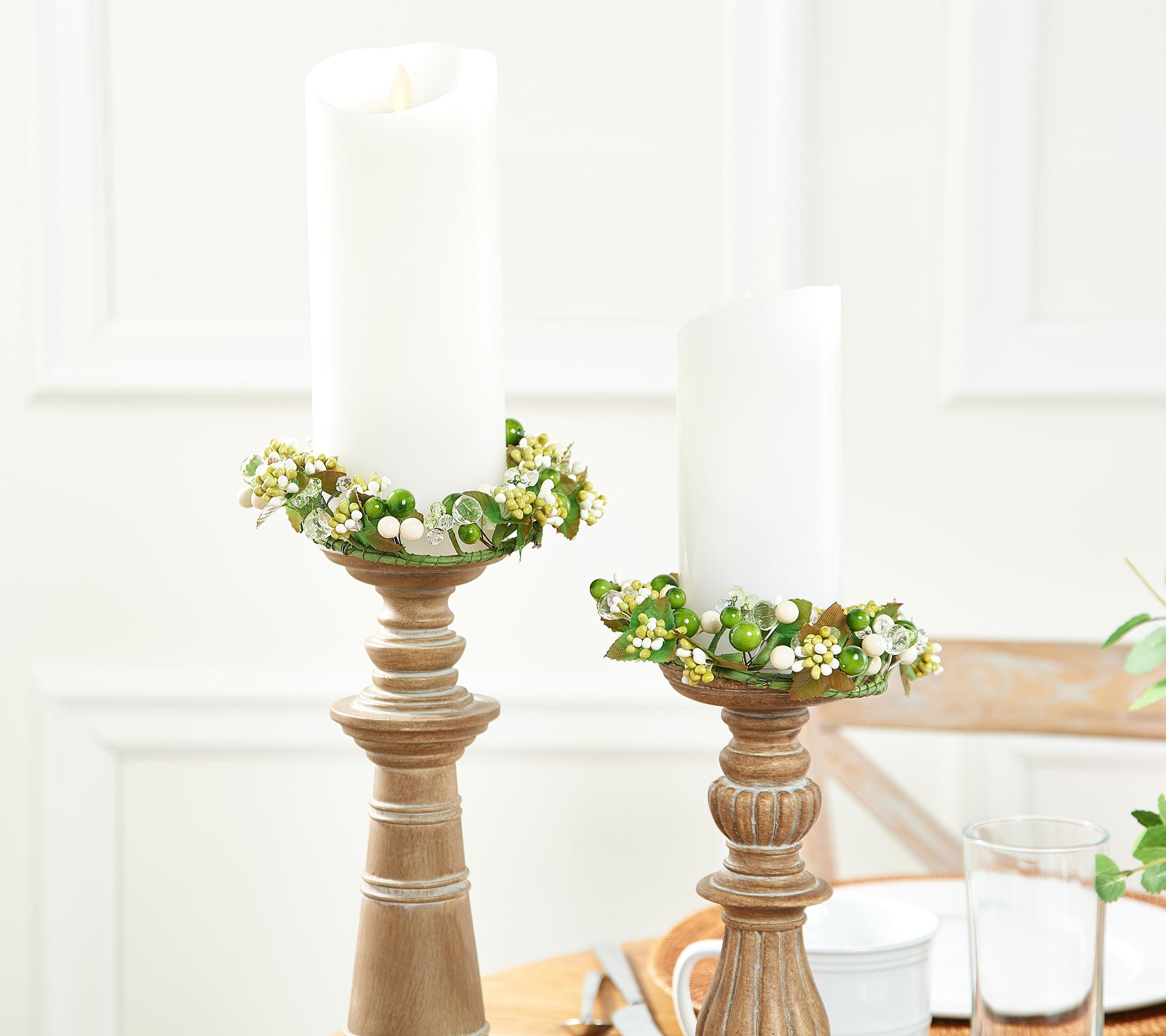 "As Is" Set of 2 Beaded & Pearl Candle Rings by Valerie