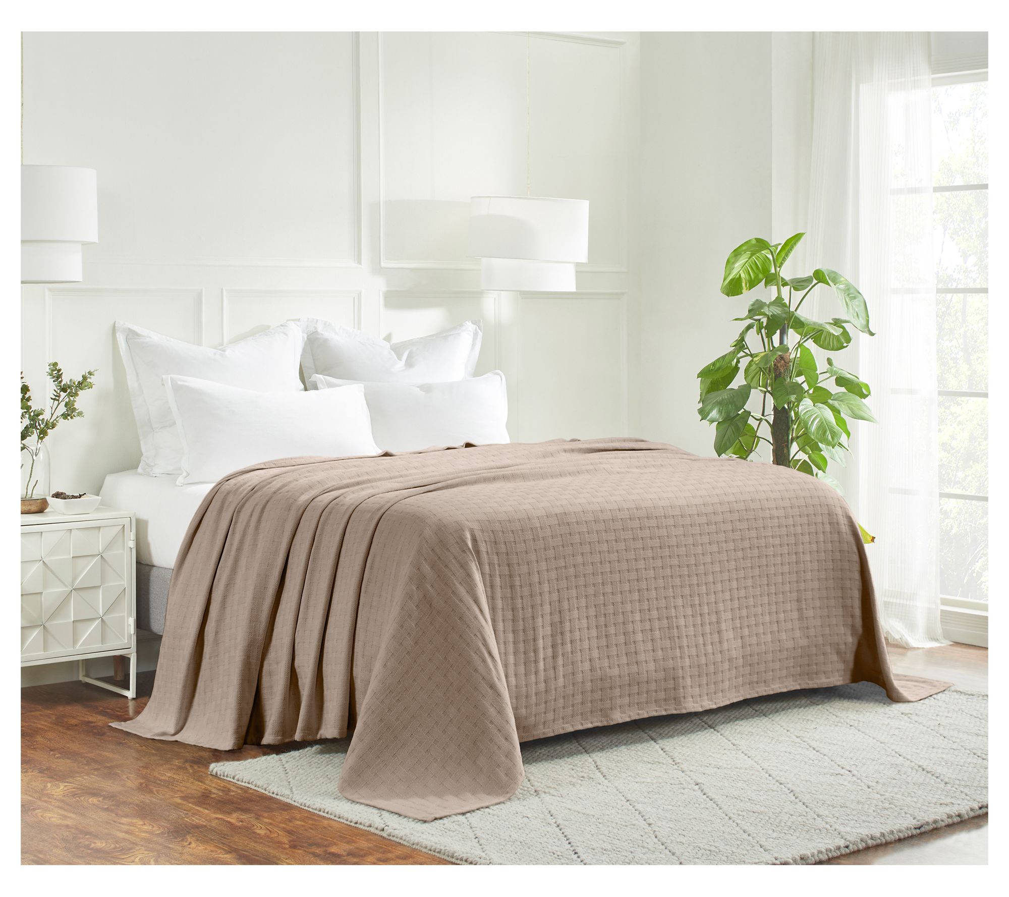 Superior Basketweave All-Season Cotton Blanket,California King