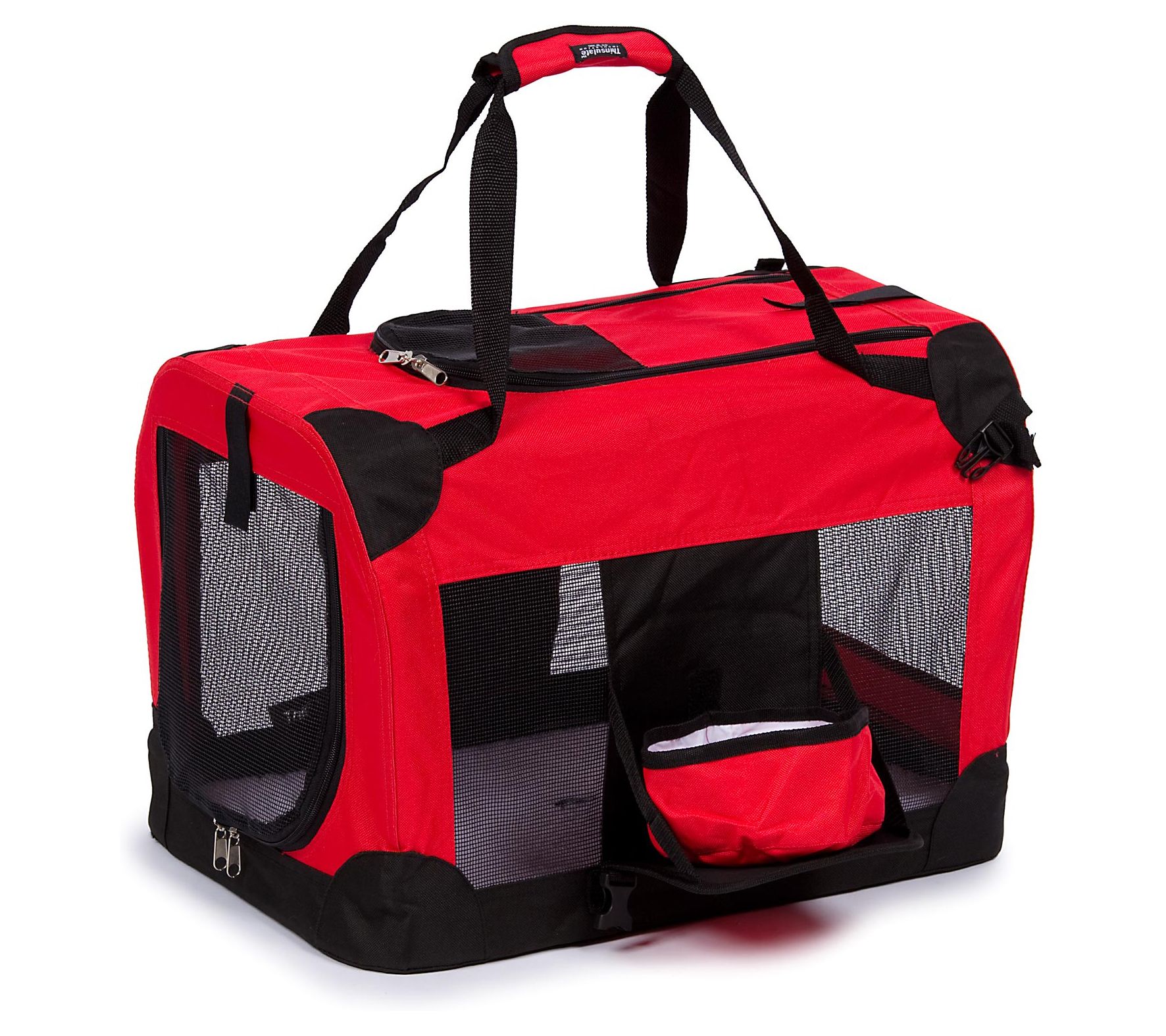 Soft Sided Pet Carrier Large Gray + Red 