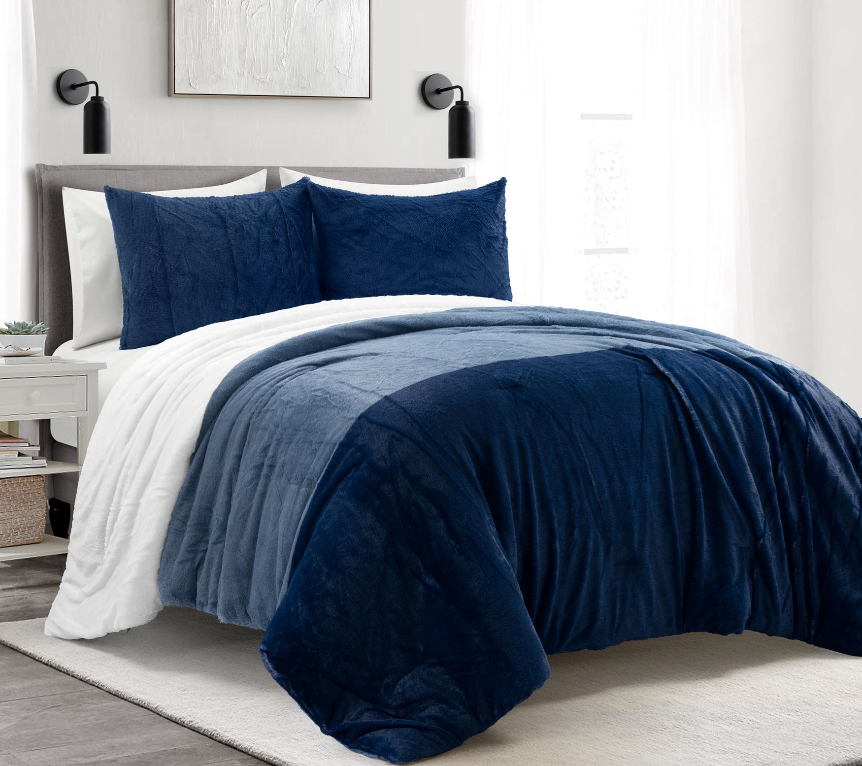 Lush Decor Farmhouse Color Block Ultra Comforter 3Pc King