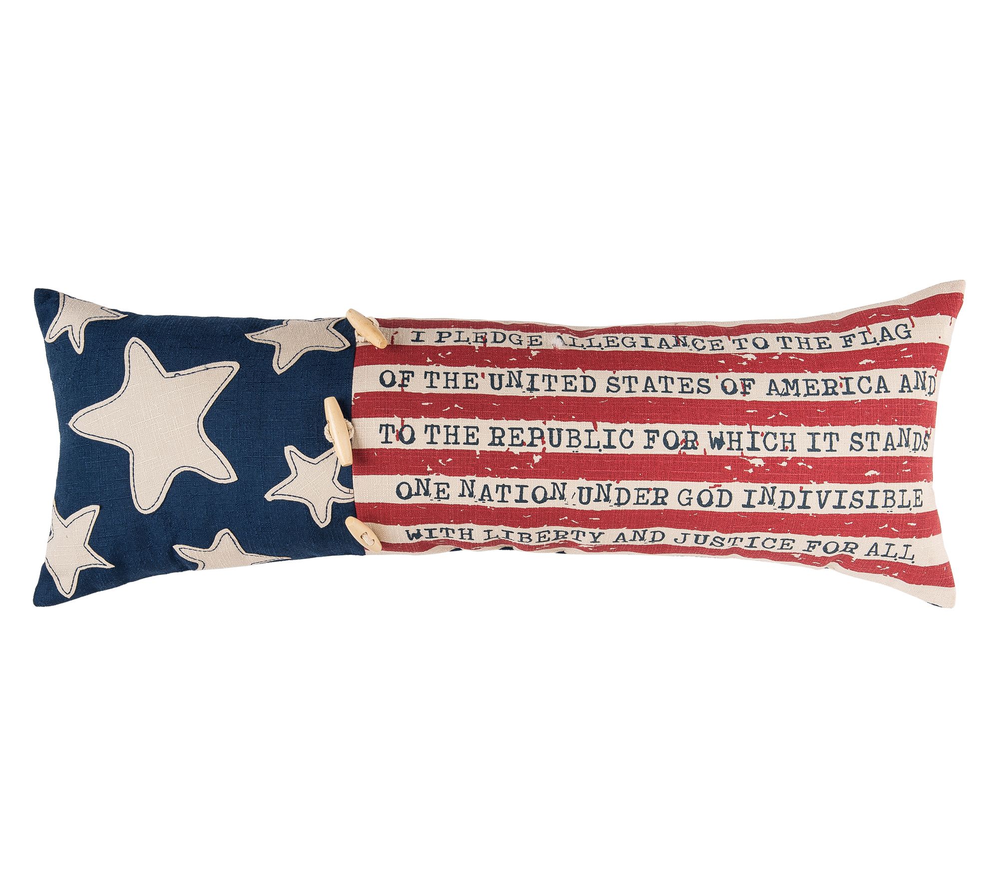 28" x 10" Patriotic Flag Embroidered Throw Pillow by Valerie