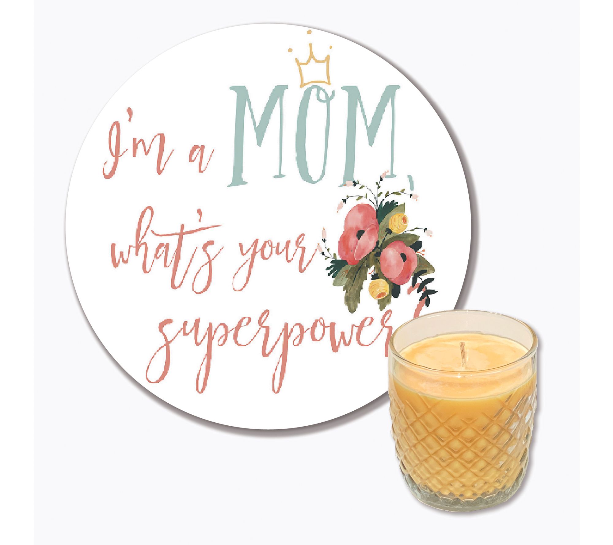 Courtside Harriet Floral Mom II 8x8 Art Board & 9 oz Candle