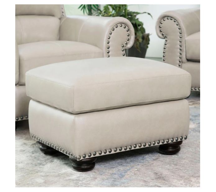 Abbyson Living Austin Ivory Top Grain Leather O ttoman - QVC.com