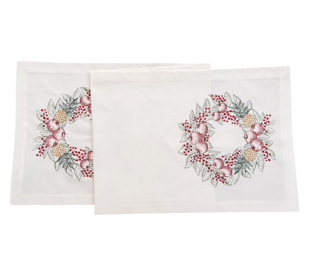 14" x 51" Pineapple Wreath Embroidered Table Runner by Valerie