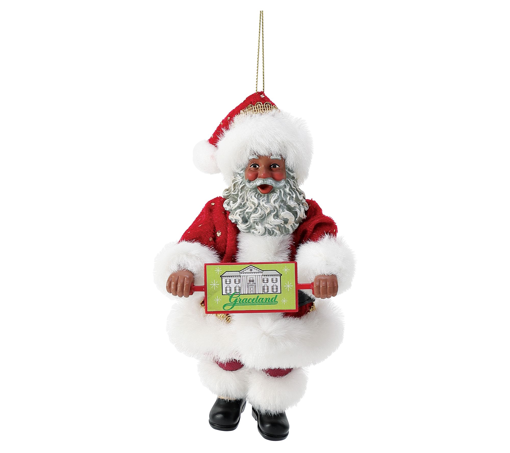 Graceland Flip Sign Santa Ornament Black
