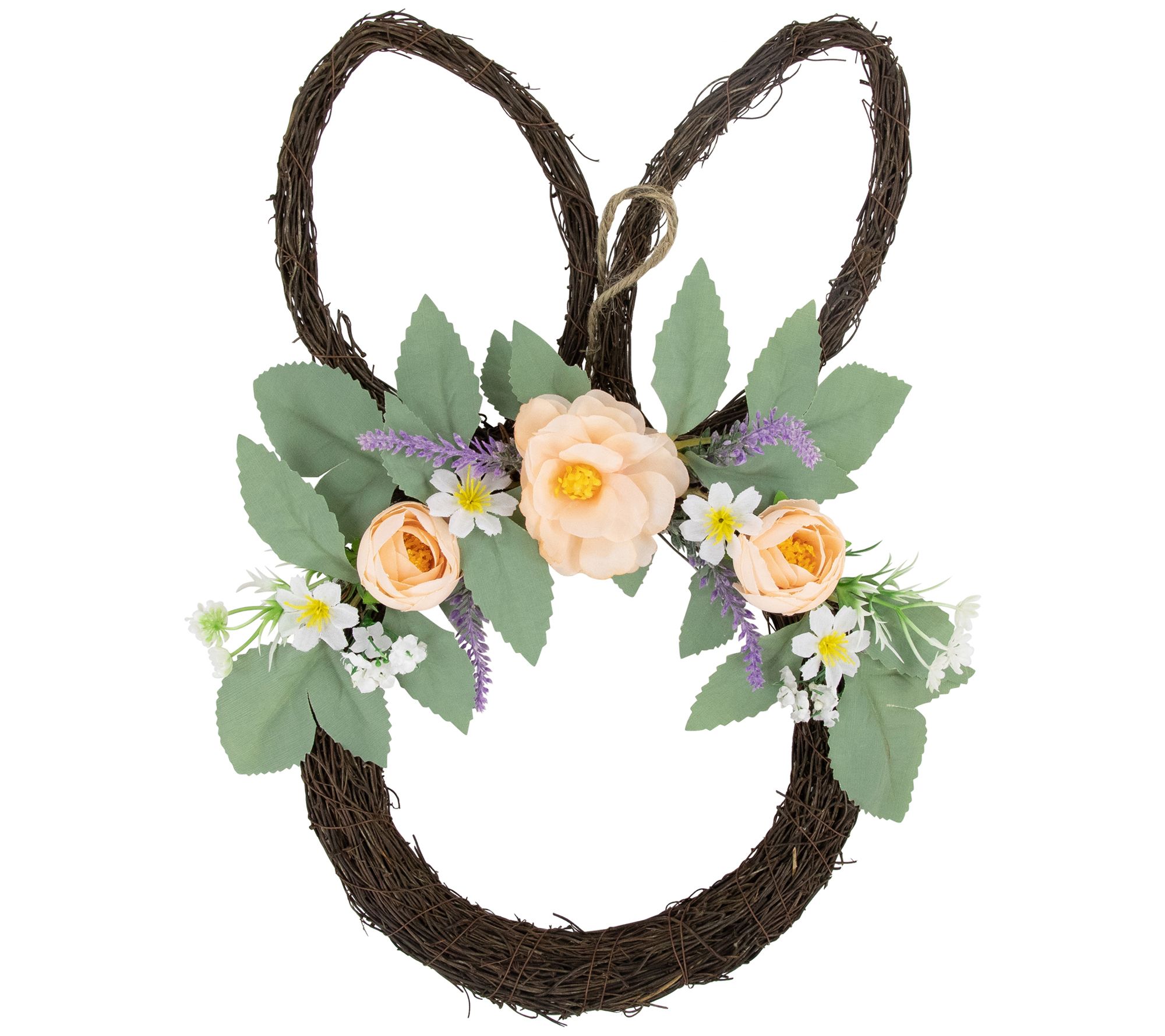 Northlight Bunny Ears Floral Easter Twig Wreath