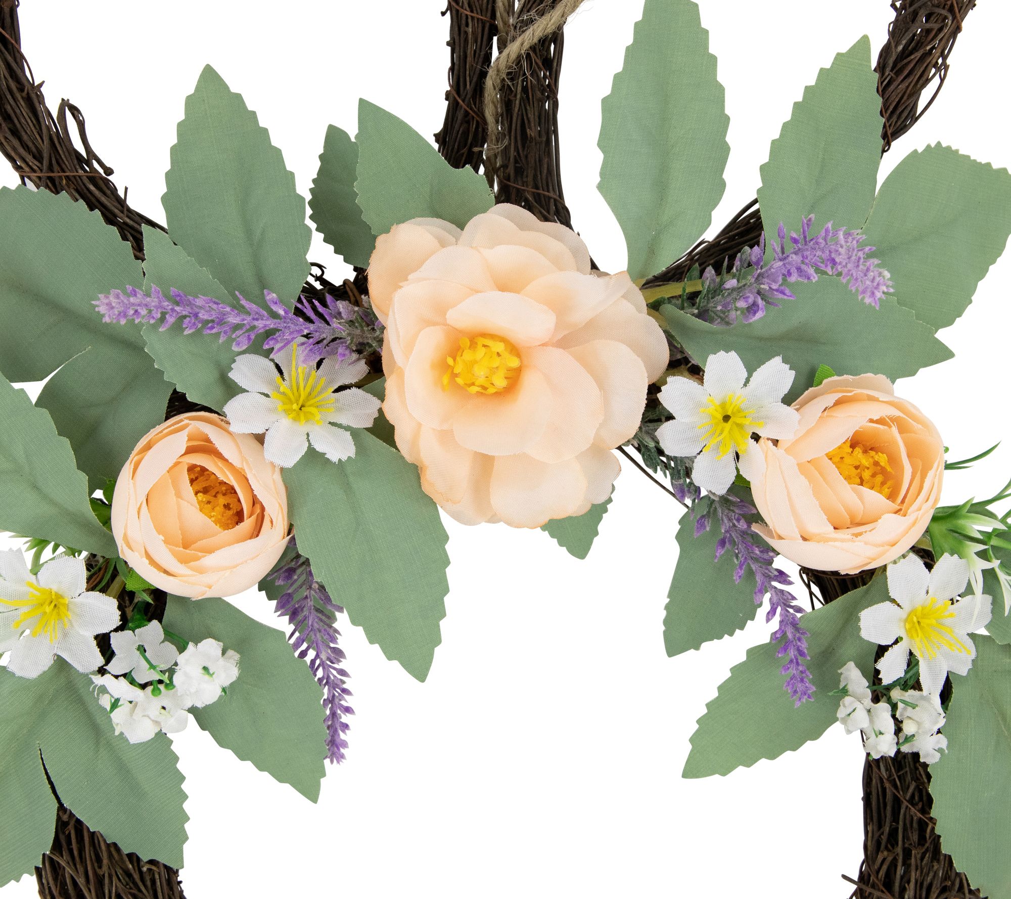 Northlight Bunny Ears Floral Easter Twig Wreath - QVC.com