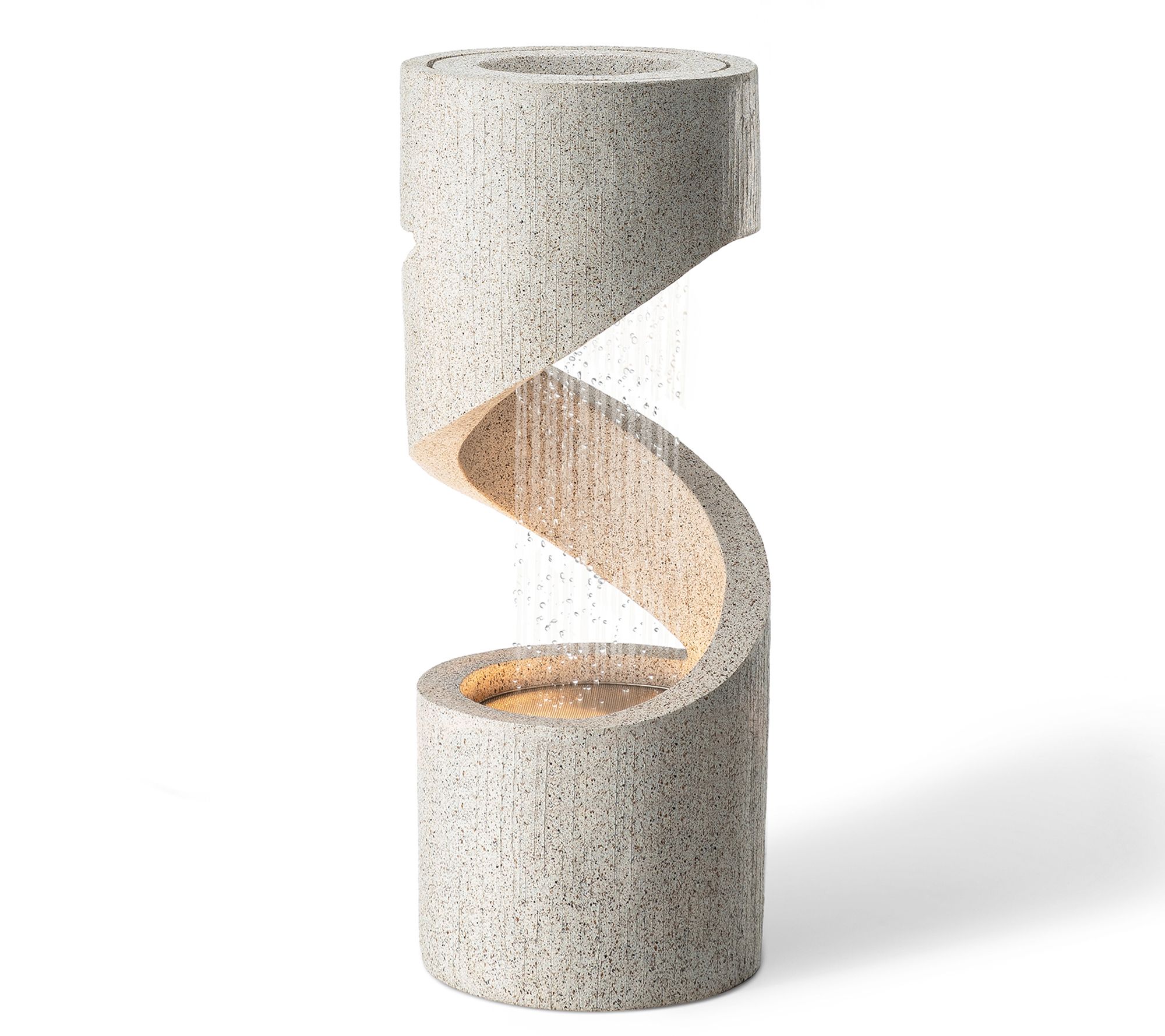 Glitzhome 31" Faux Terrazzo Spiral LED FountainW Planter Top
