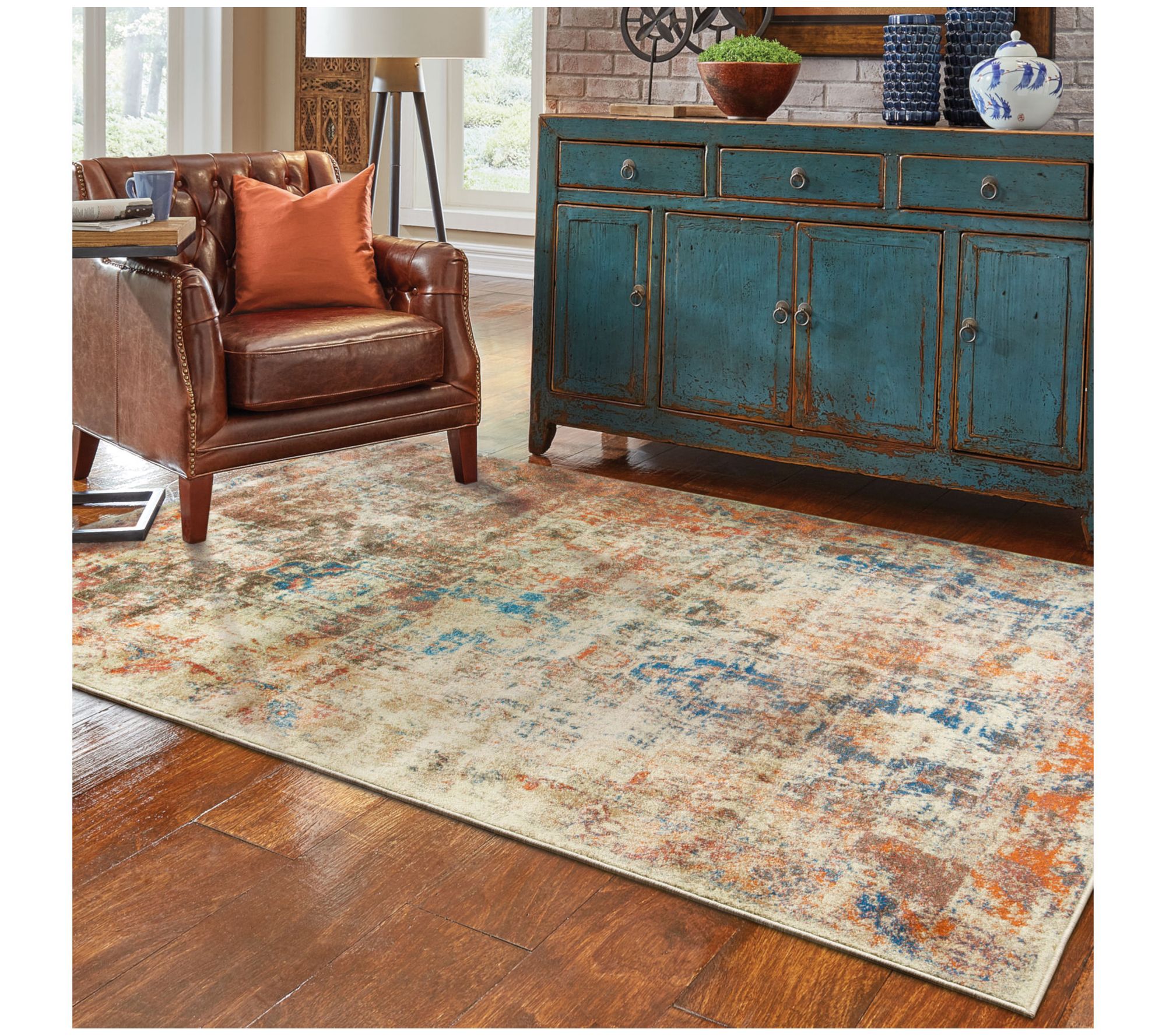 Linden Place Multi Distressed Abstract 7'10"x10'10" Rug