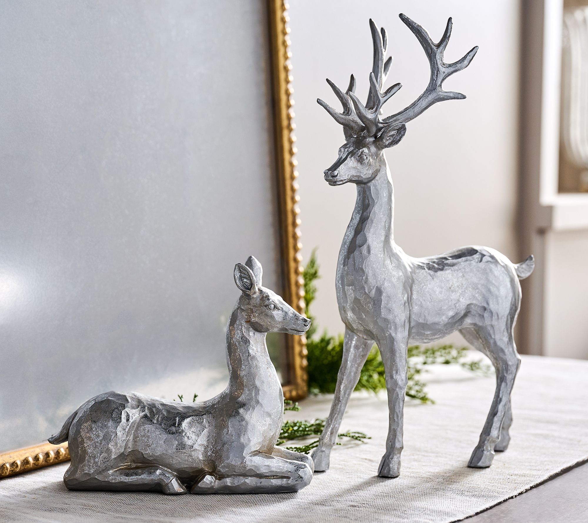 2-Piece Deer Figures with Hammered Finish by Valerie