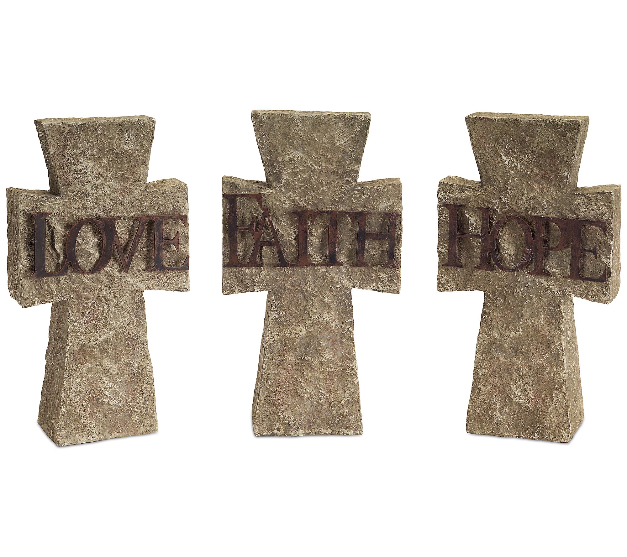 Melrose Stone Tabletop Sentiment Cross (Set of 3)